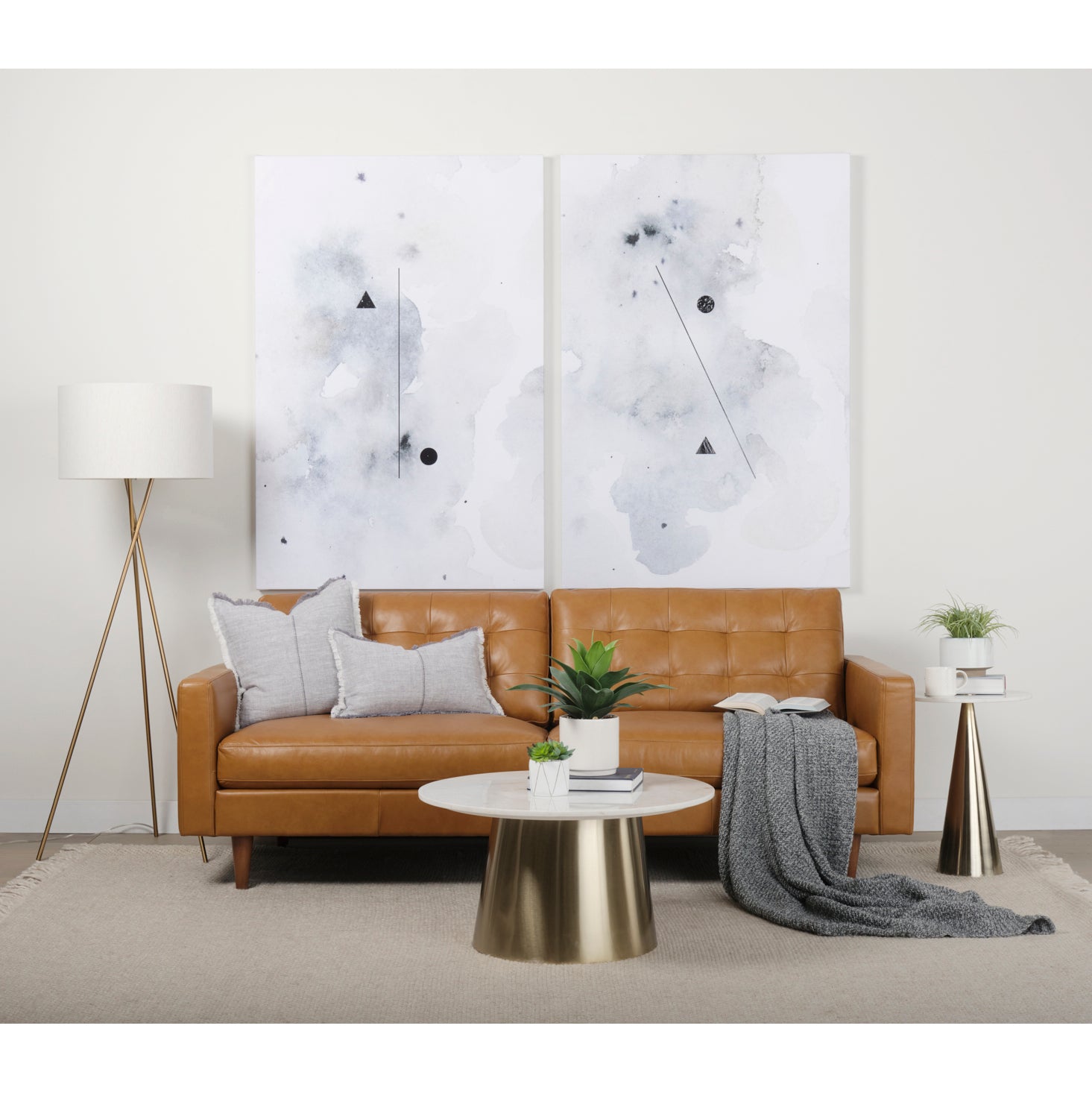 Olaf Tan Leather Sofa