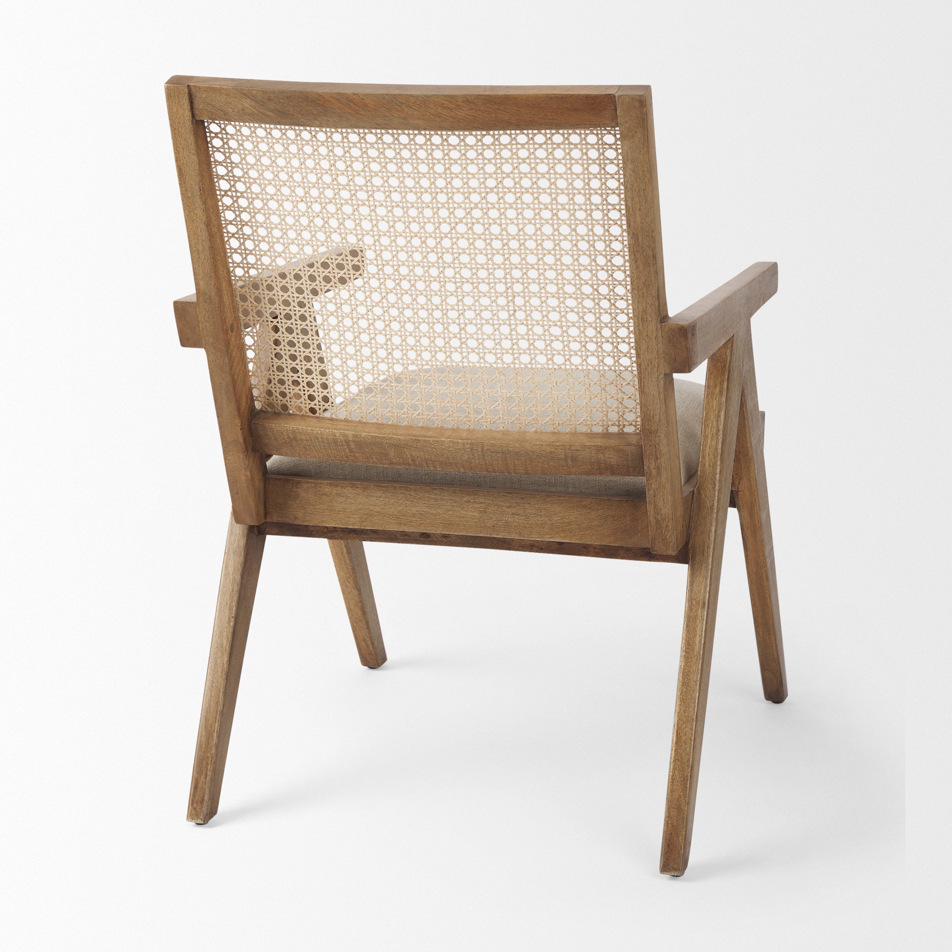 Donna Light Brown Wood Cane-Back with Beige Upholstered Seat Dining Chair