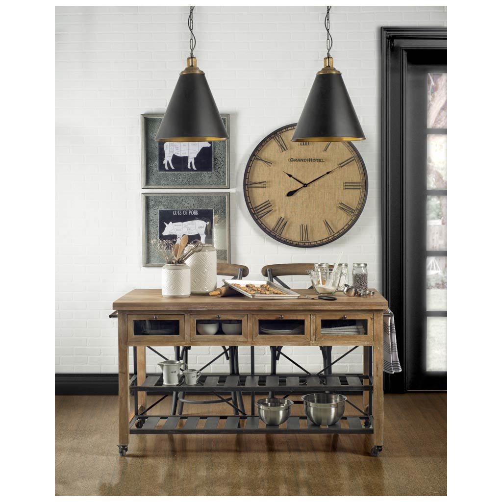 Fenton Black with Antiqued Gold Accents Pendant Light