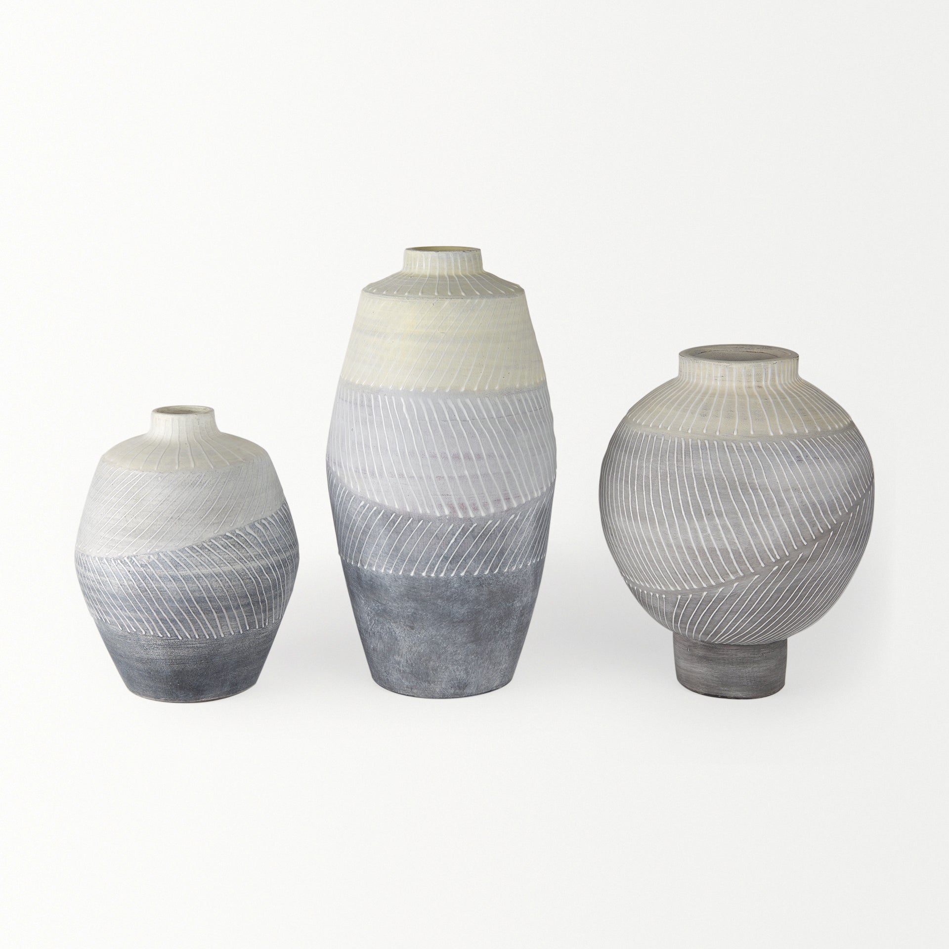 Blume 16.5"H Off-White with Gray Textured Vase