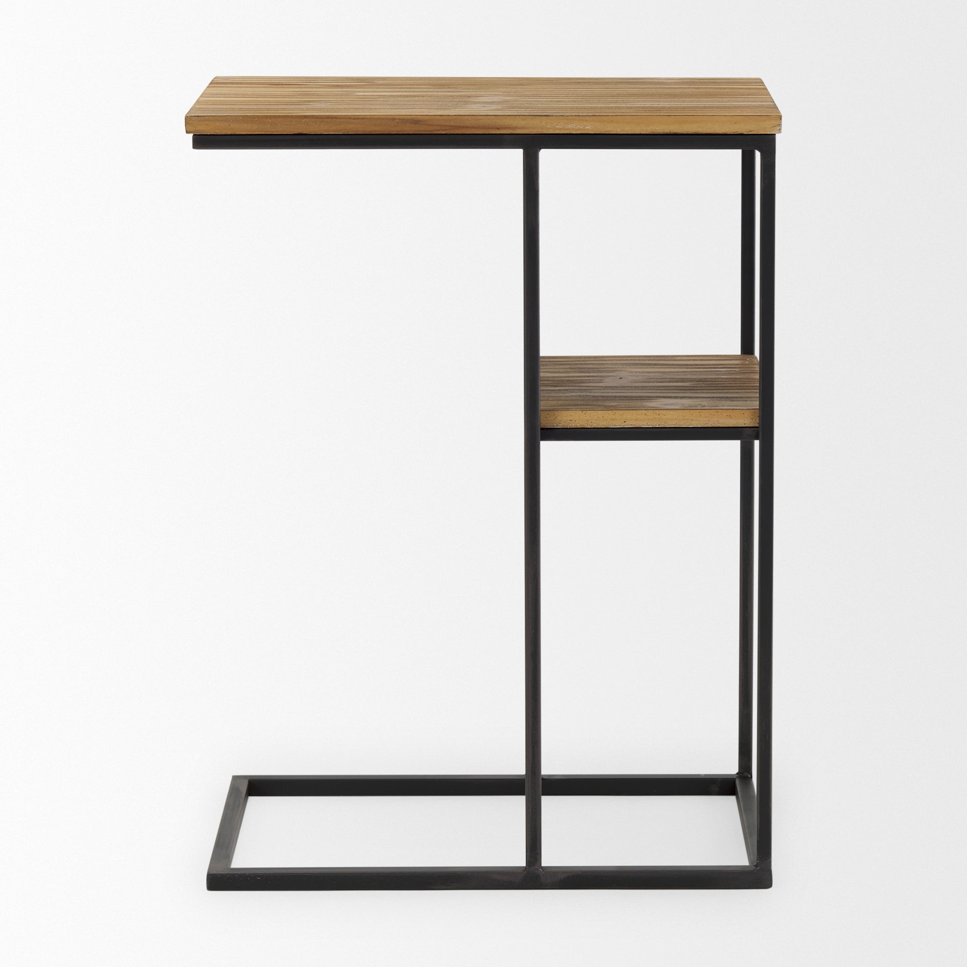 Ronin 25"H Rectangle 2-Tier Wood with Black Metal Accent Table