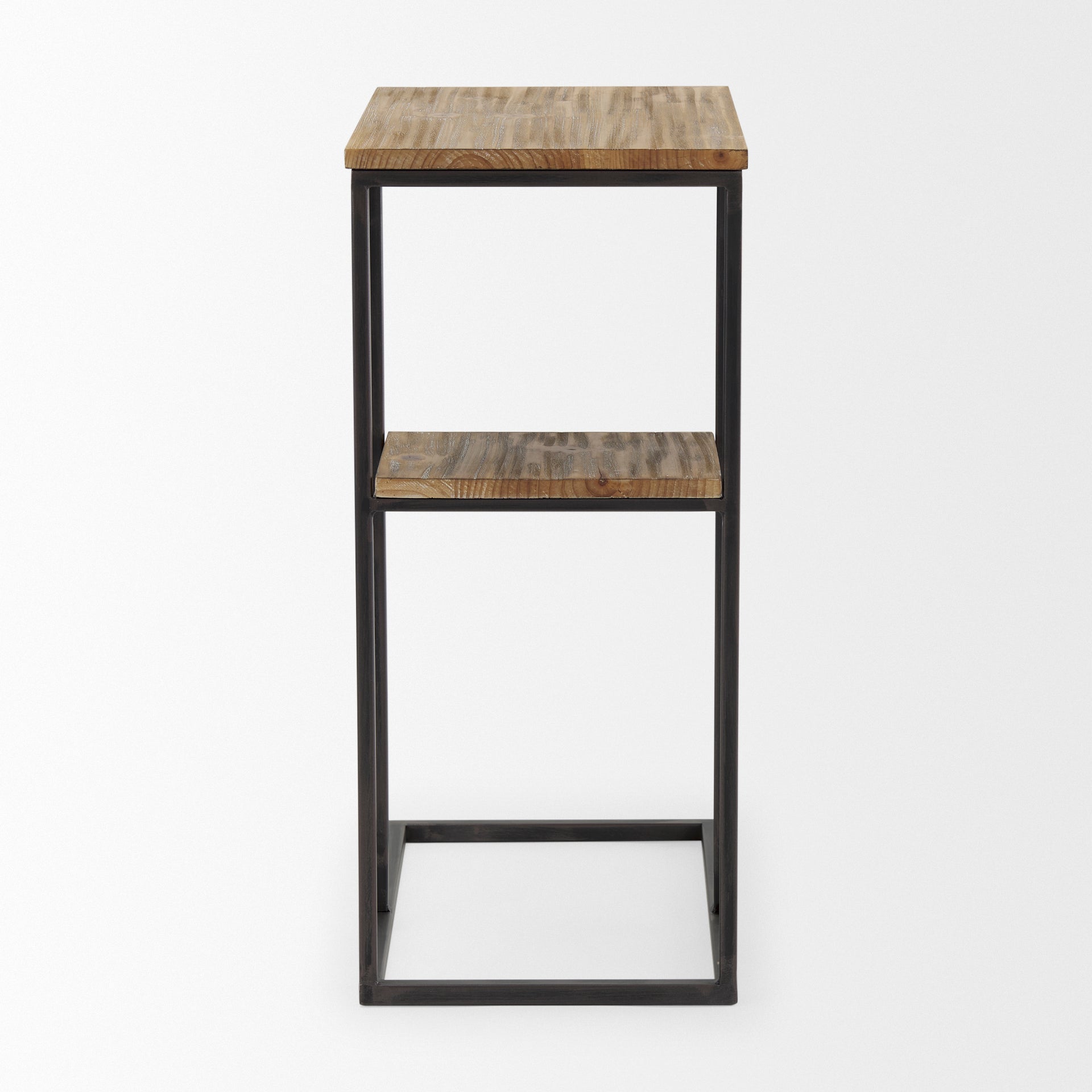 Ronin 25"H Rectangle 2-Tier Wood with Black Metal Accent Table