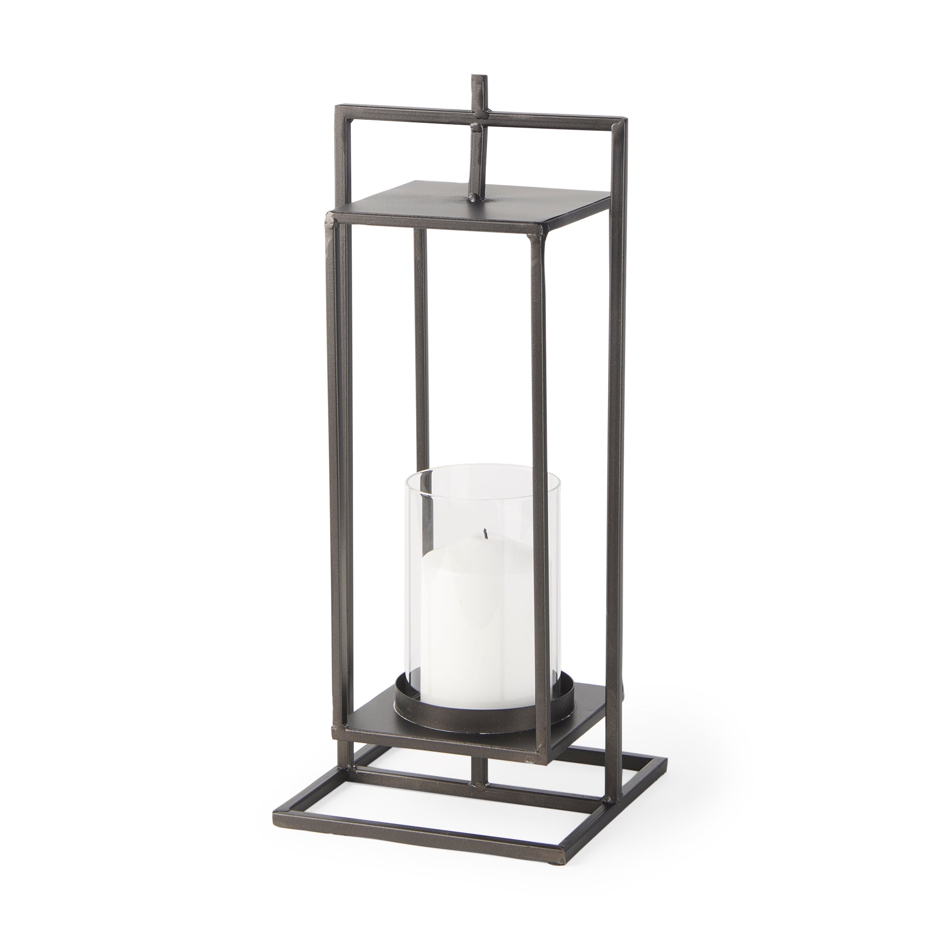 Albus II Small Black Metal Rectangular Table Candle Holder