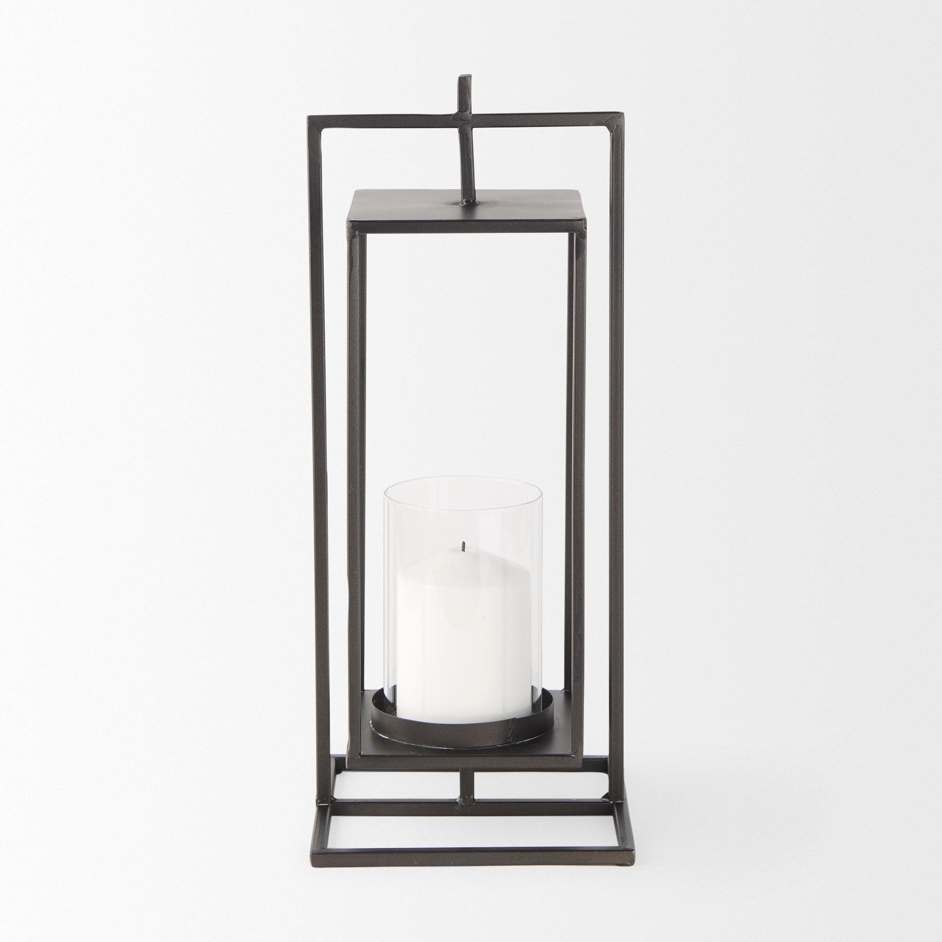 Albus II Small Black Metal Rectangular Table Candle Holder