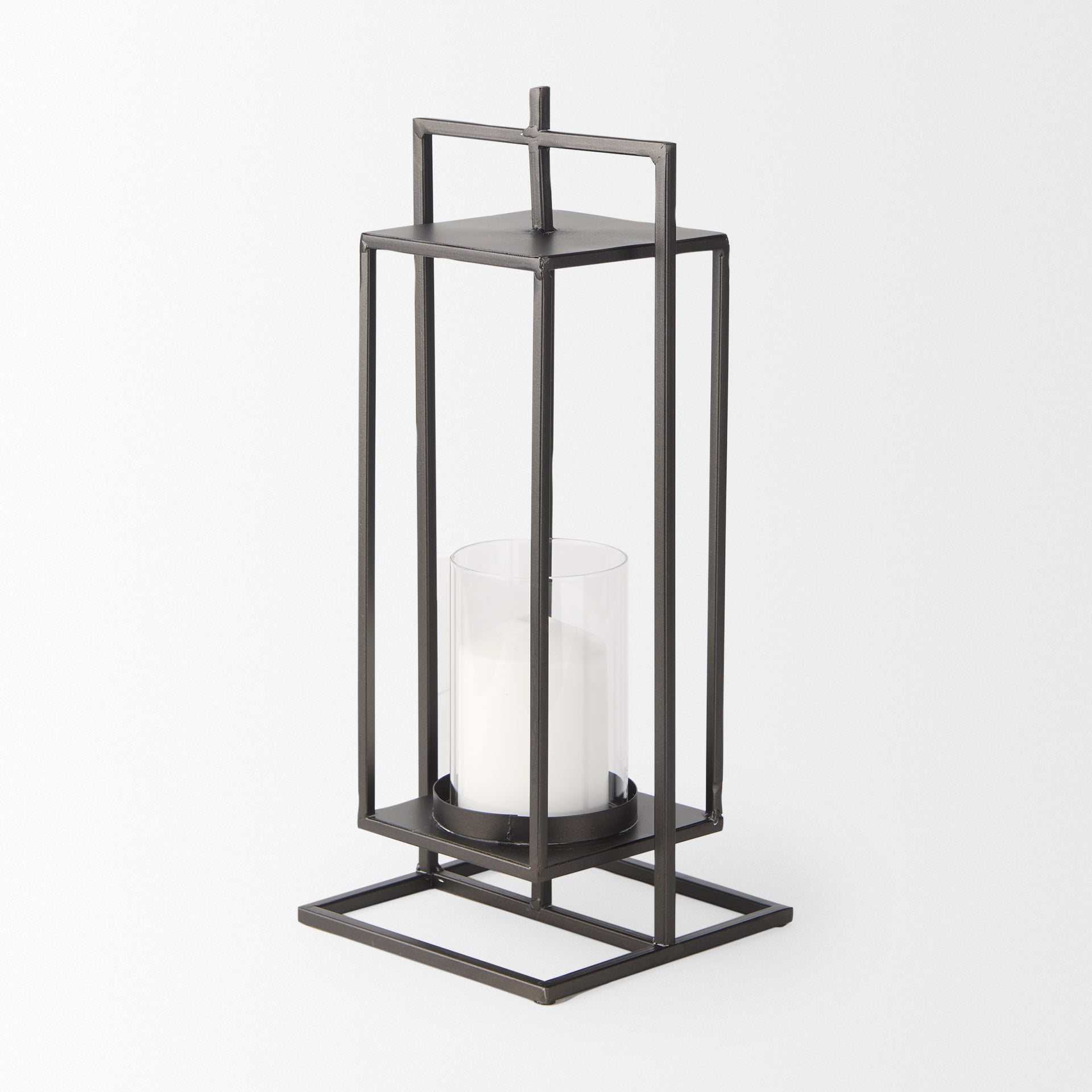 Albus II Small Black Metal Rectangular Table Candle Holder