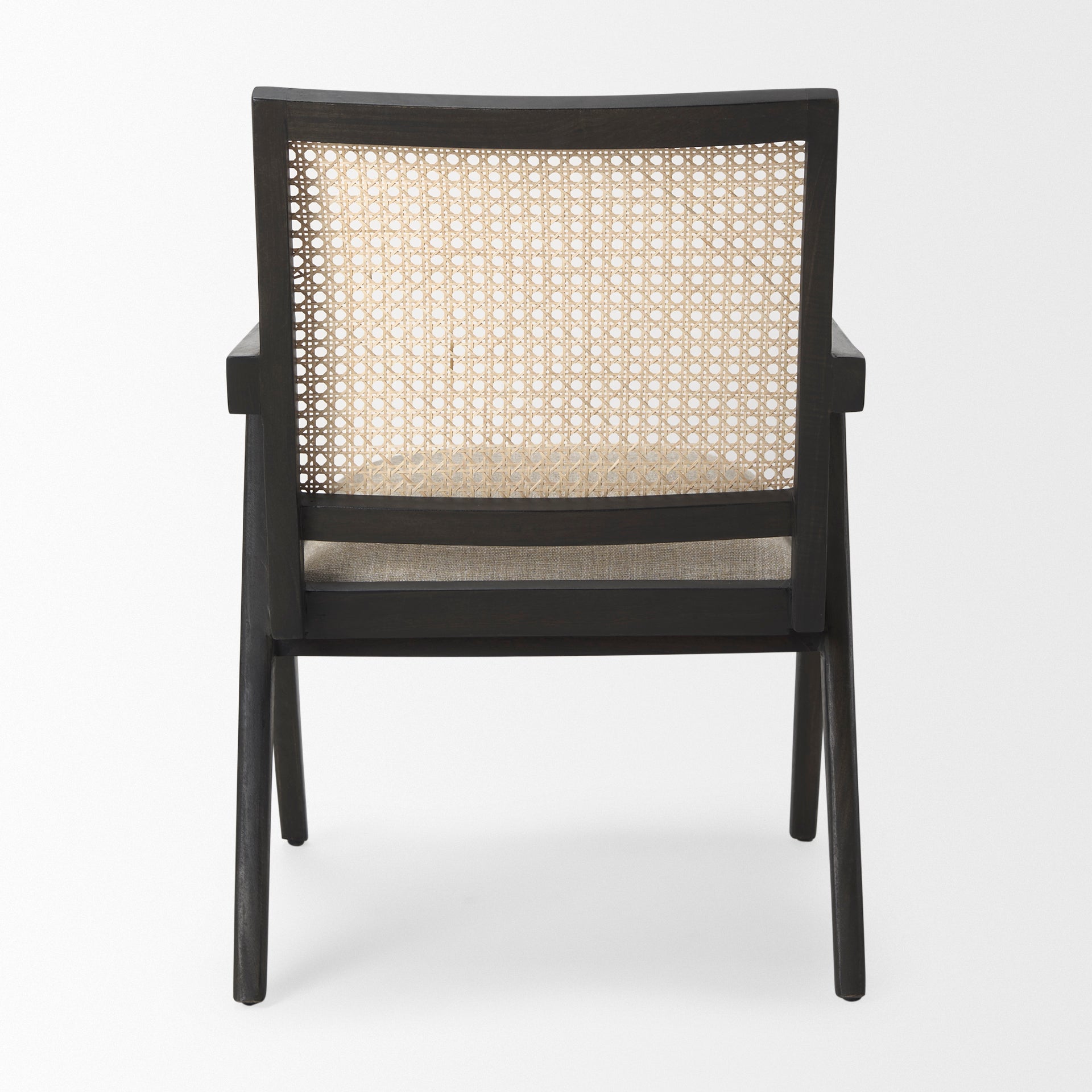 Donna Black Wood Cane-Back with Beige Upholstered Seat Dining Chair