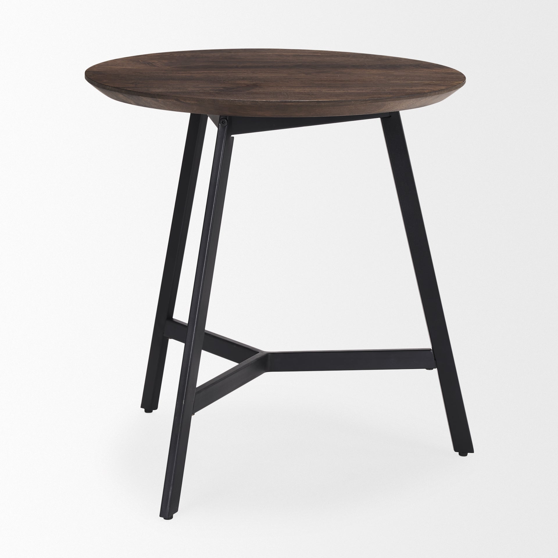 Todd Dark Brown Wood with Metal Legs Side Table