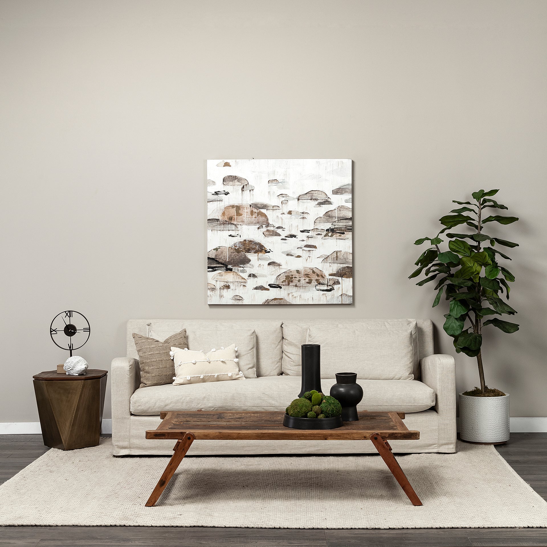 Esagono Octagonal Metal-Clad Reclaimed Wood End/Side Table with Storage