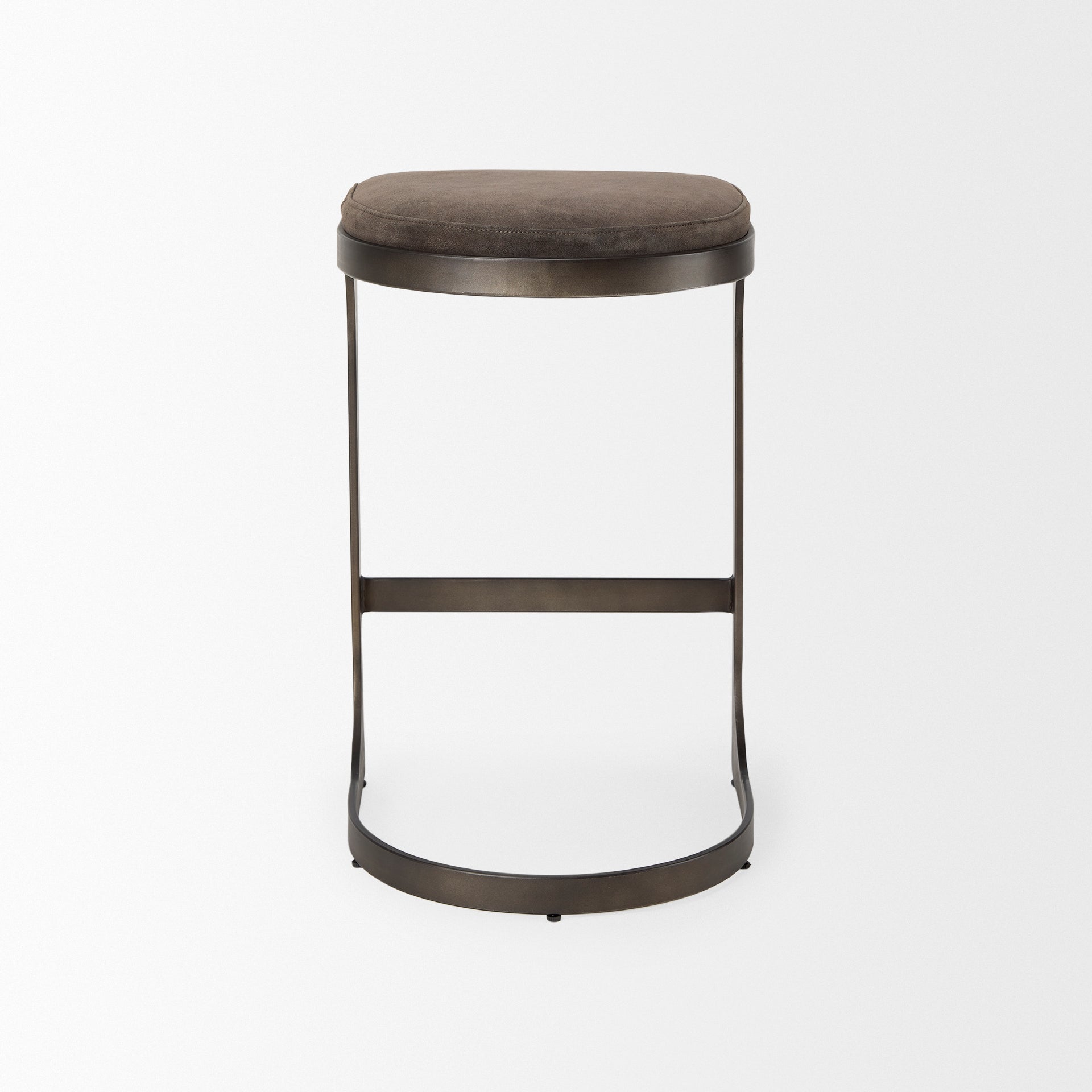 Tyson Brown and Gray Suede with Metal Frame Counter Stool