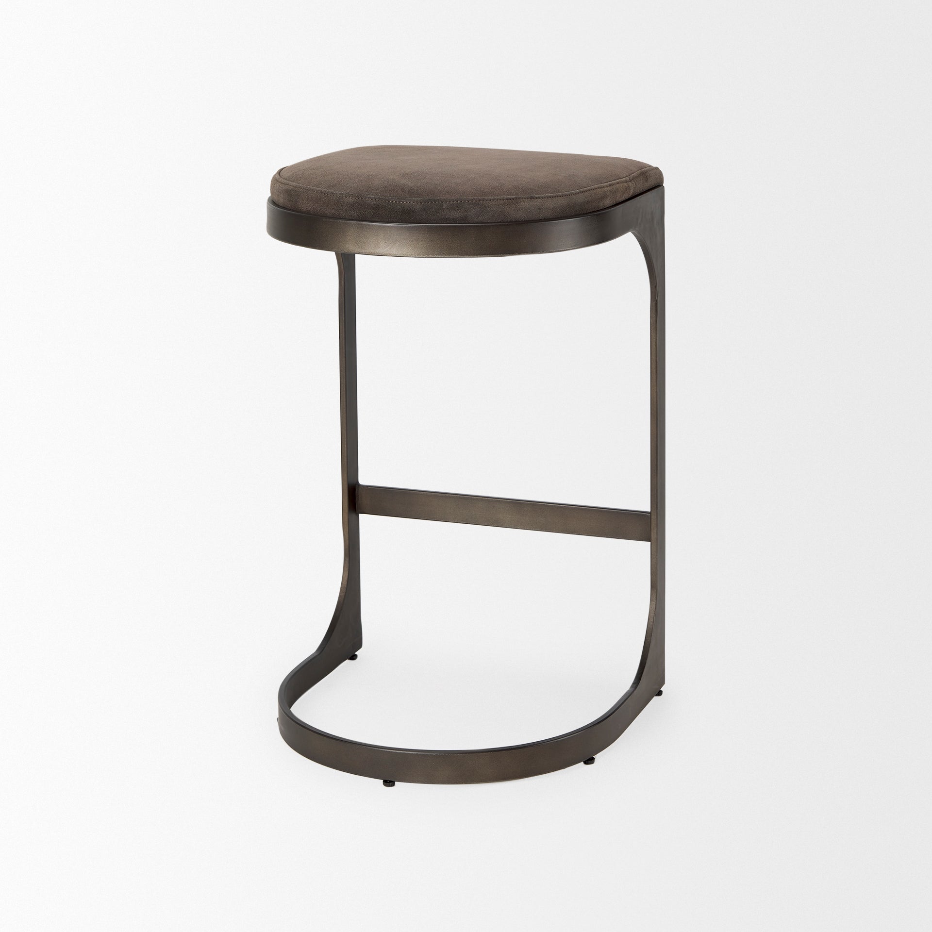Tyson Brown and Gray Suede with Metal Frame Counter Stool