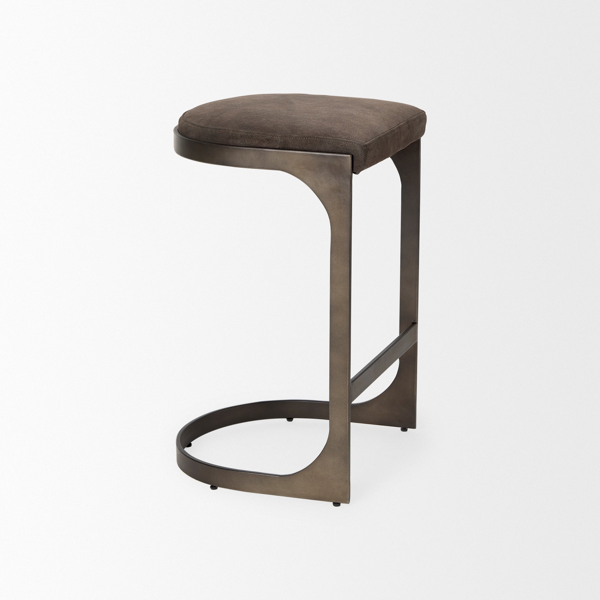 Tyson Brown and Gray Suede with Metal Frame Counter Stool