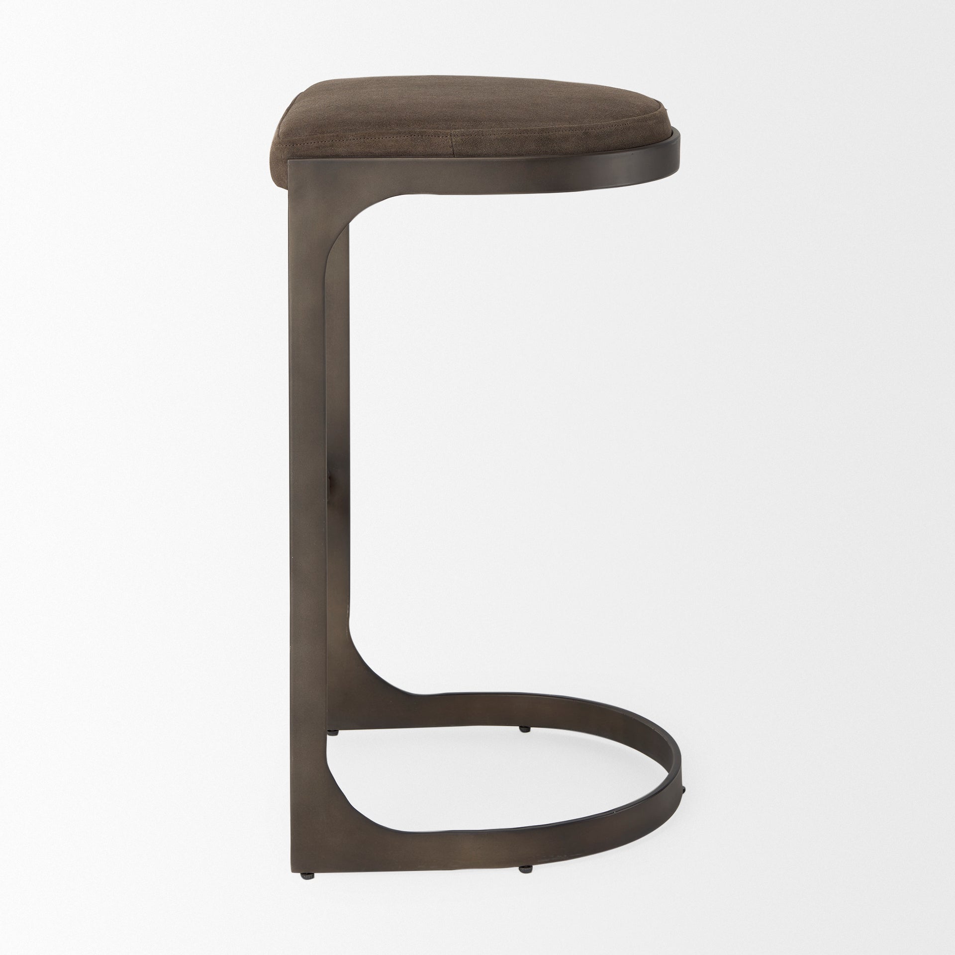 Tyson Brown and Gray Suede with Metal Frame Bar Stool