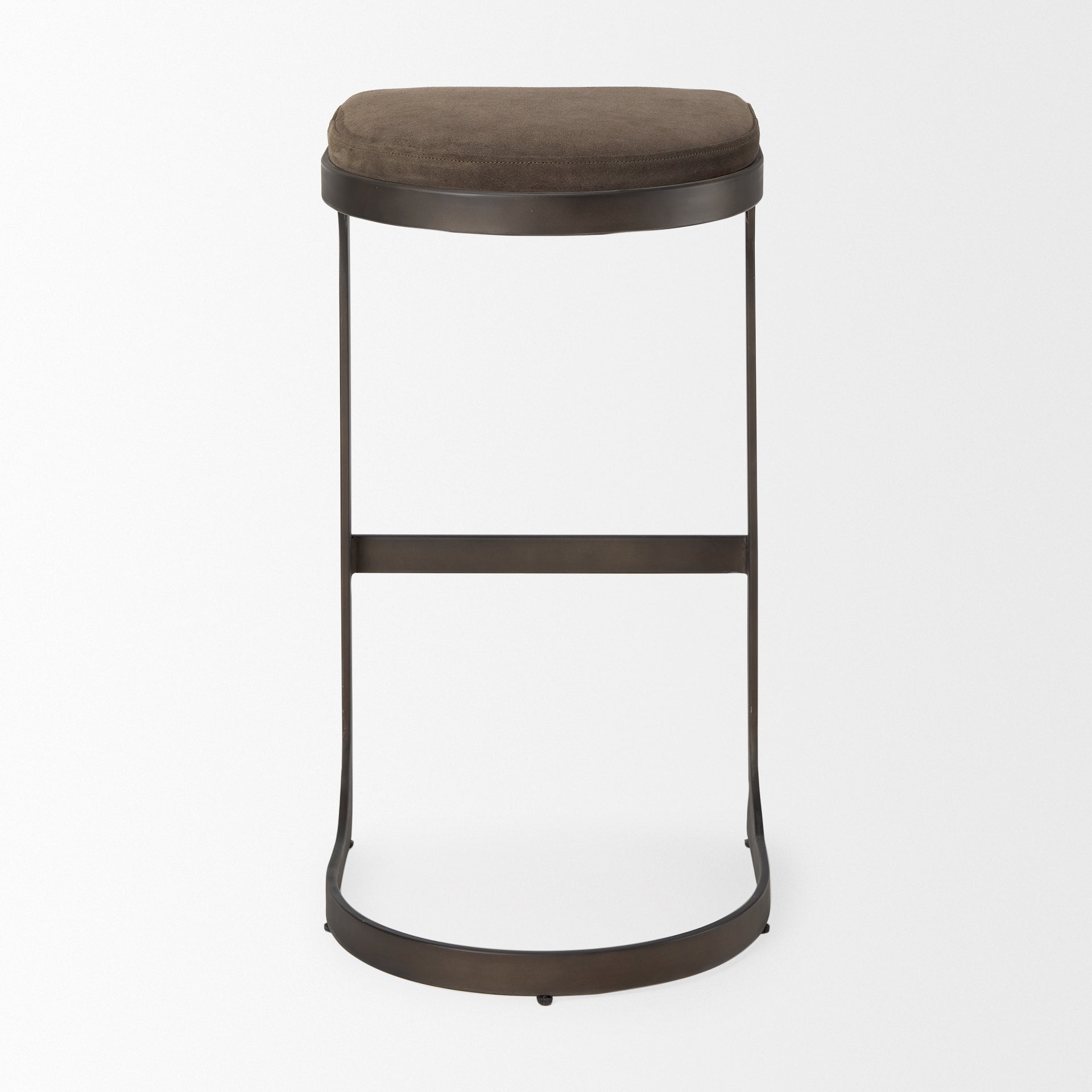 Tyson Brown and Gray Suede with Metal Frame Bar Stool