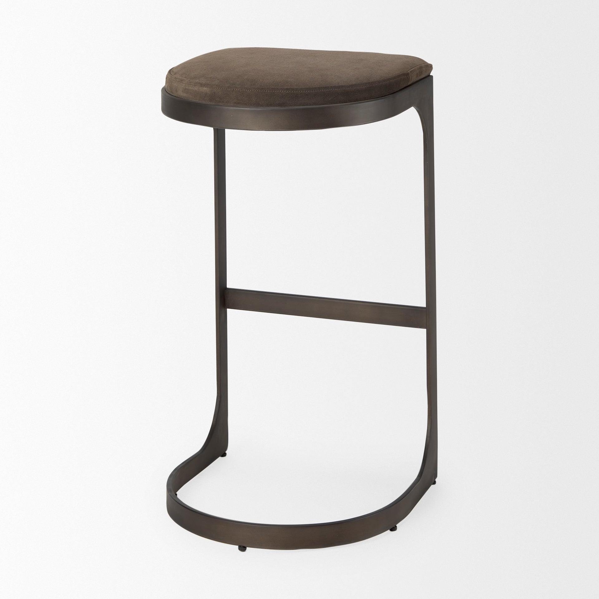 Tyson Brown and Gray Suede with Metal Frame Bar Stool