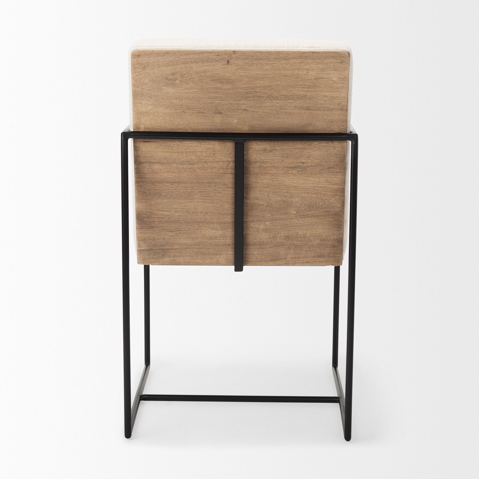 Stamford Beige Upholstered Seat with Wood Back & Black Metal Frame Dining Chair with Arms