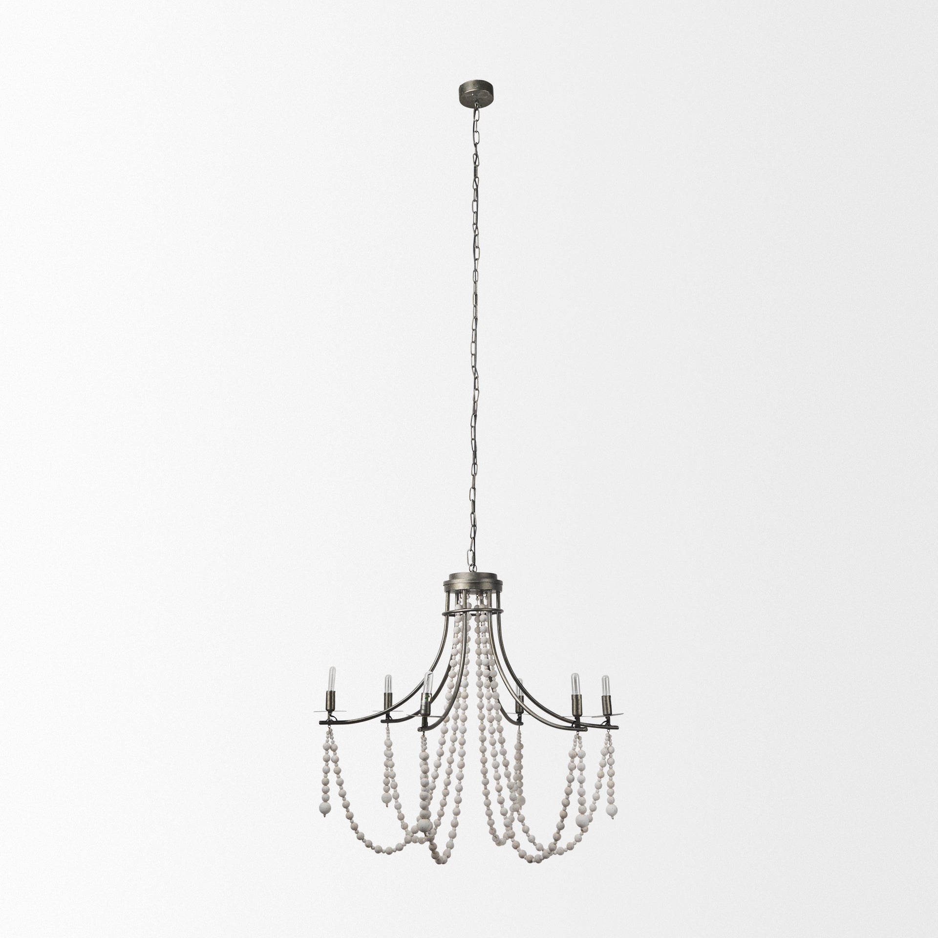Selma Wood Bead and Metal Chandelier