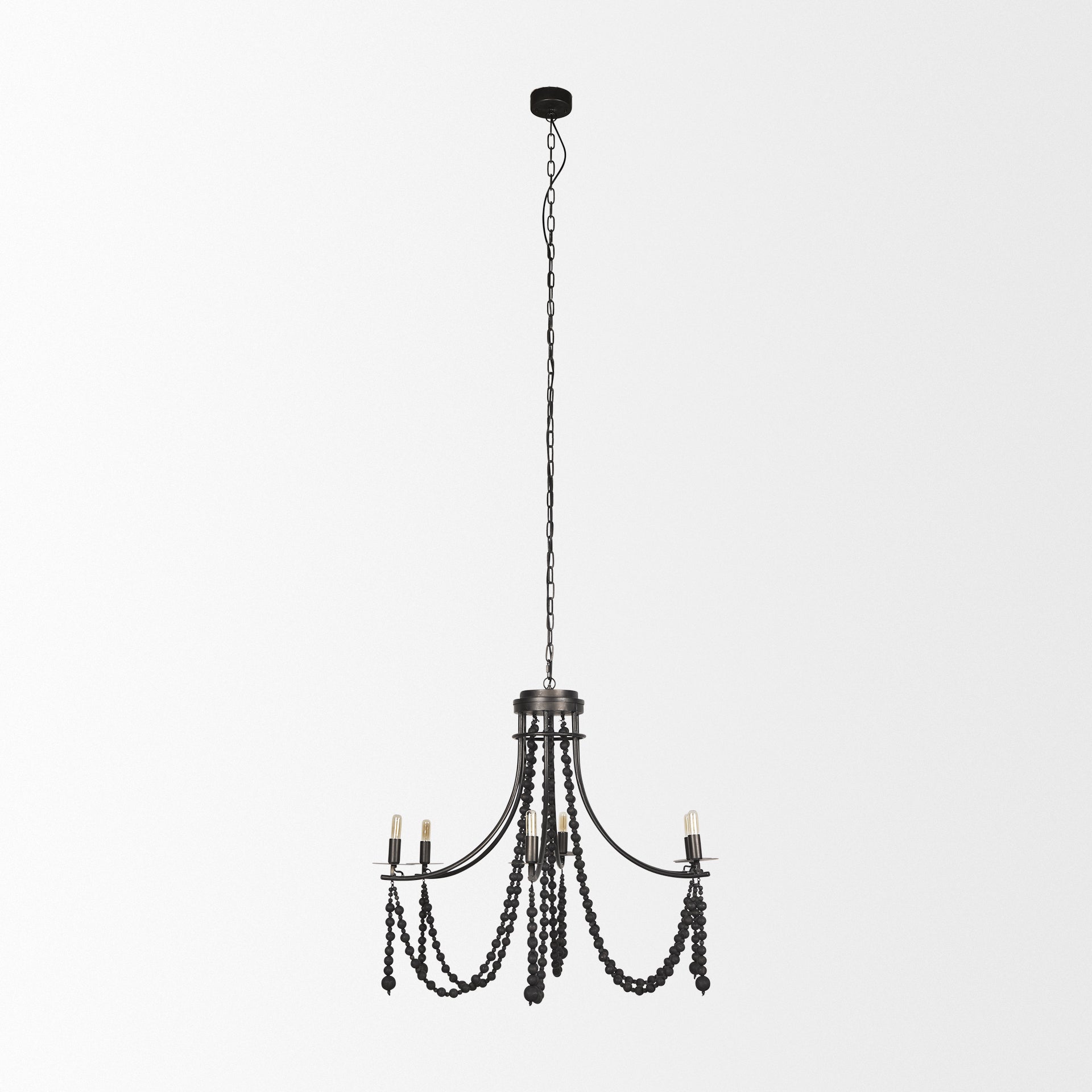 Selma Wood Bead and Metal Chandelier
