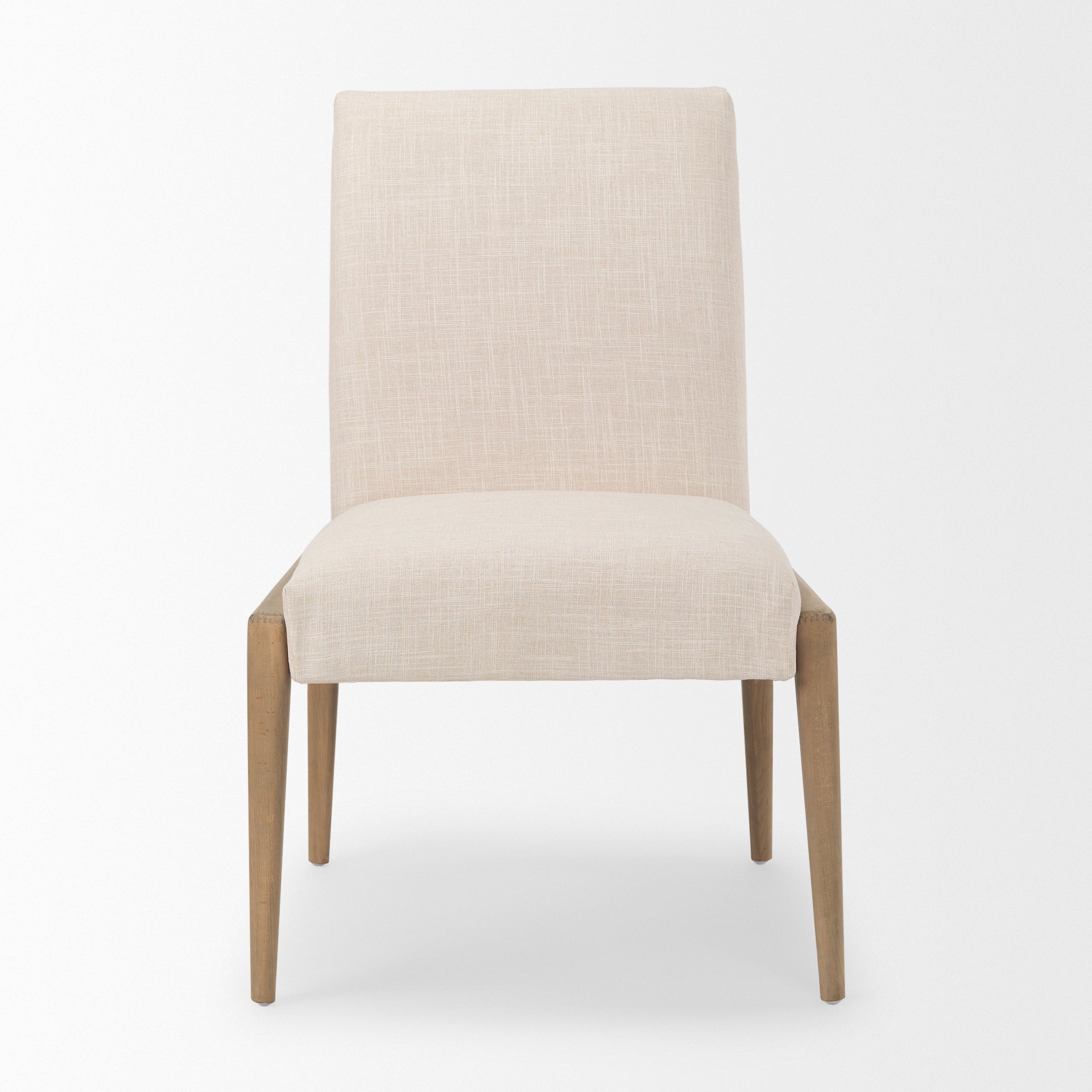 Palisades Cream Upholstery with Solid Wood Armless Dining Chair