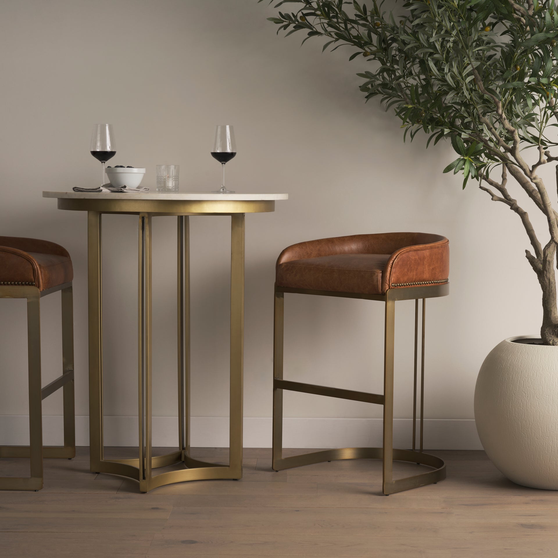 Tanner Marble & Gold Metal Bistro Table