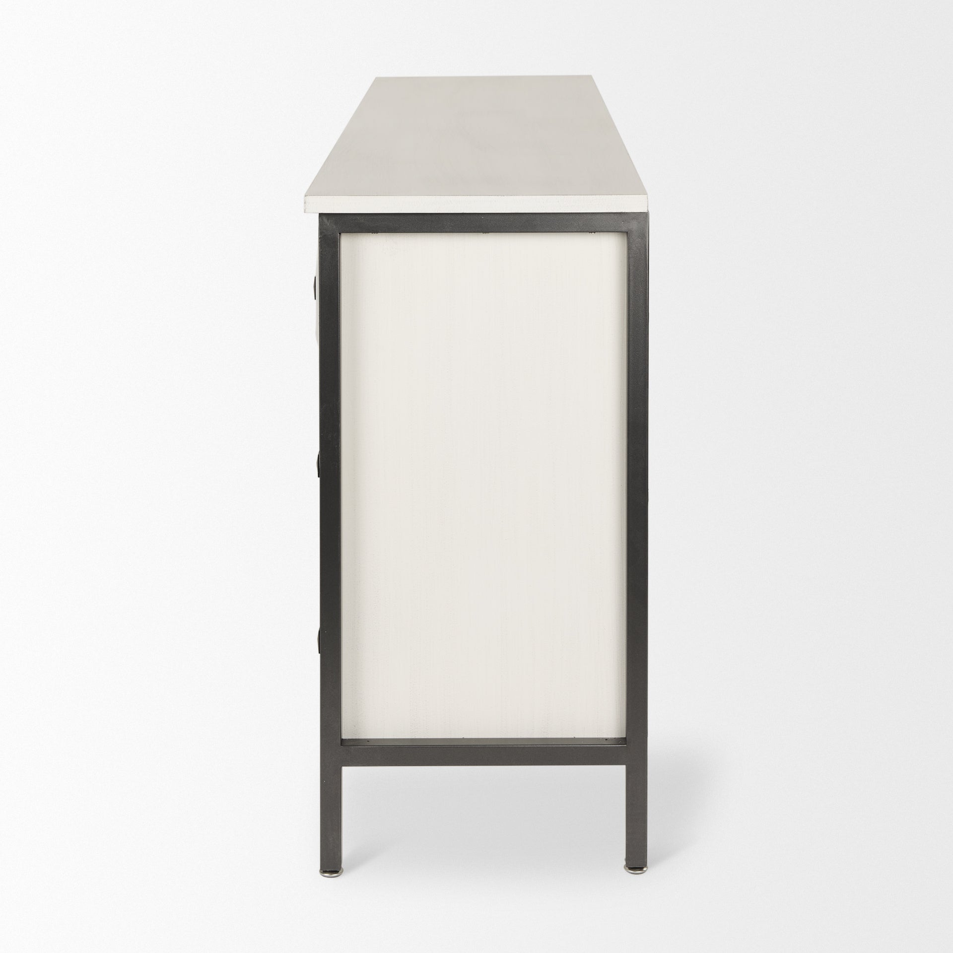 Savannah White Fir Veneer with Gray Metal 6-Drawer Sideboard