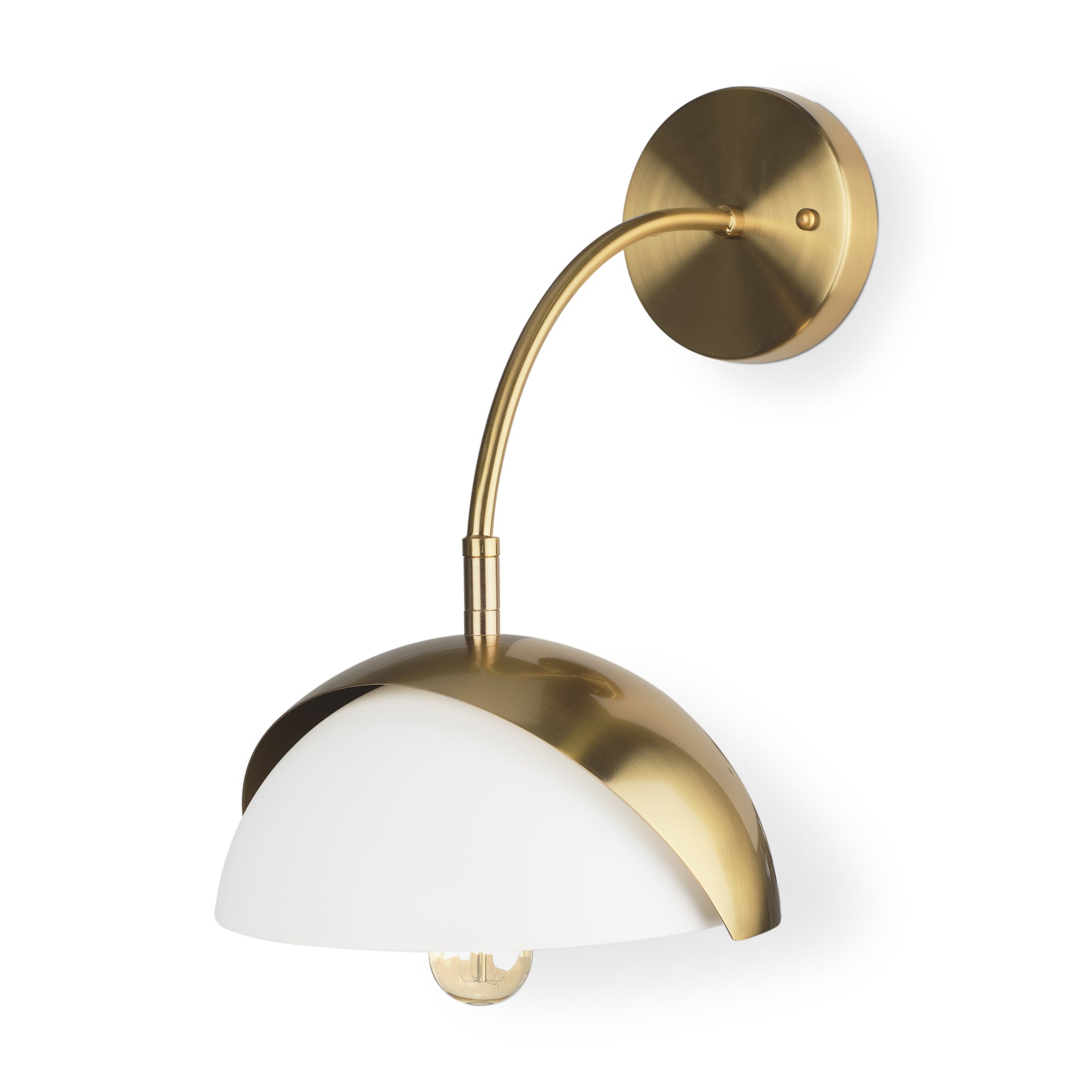 Cybill Brushed Brass with White Metal Shade 1-Light Wall Sconce
