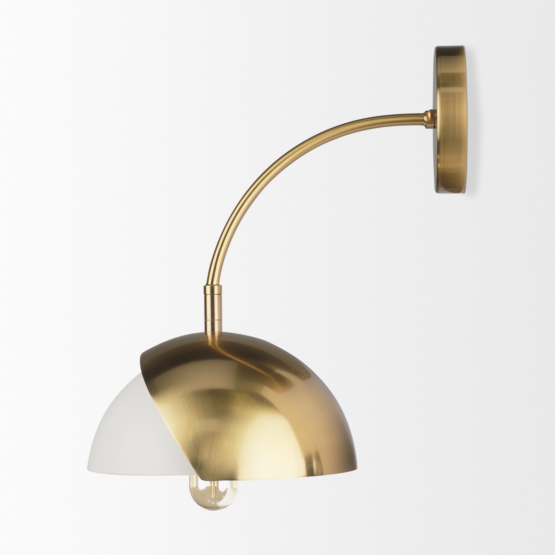 Cybill Brushed Brass with White Metal Shade 1-Light Wall Sconce