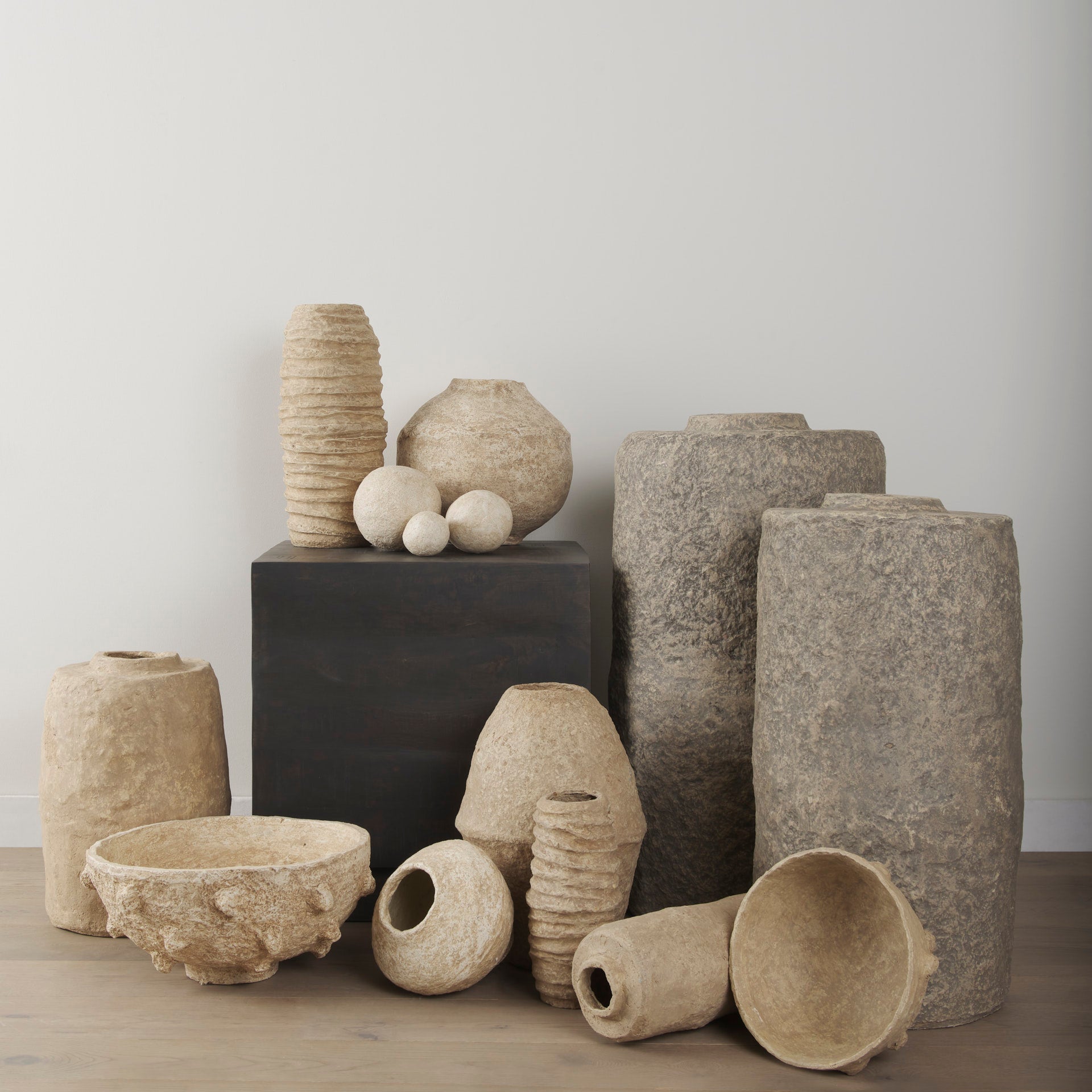 Rundal Large Beige Paper Mache Vase