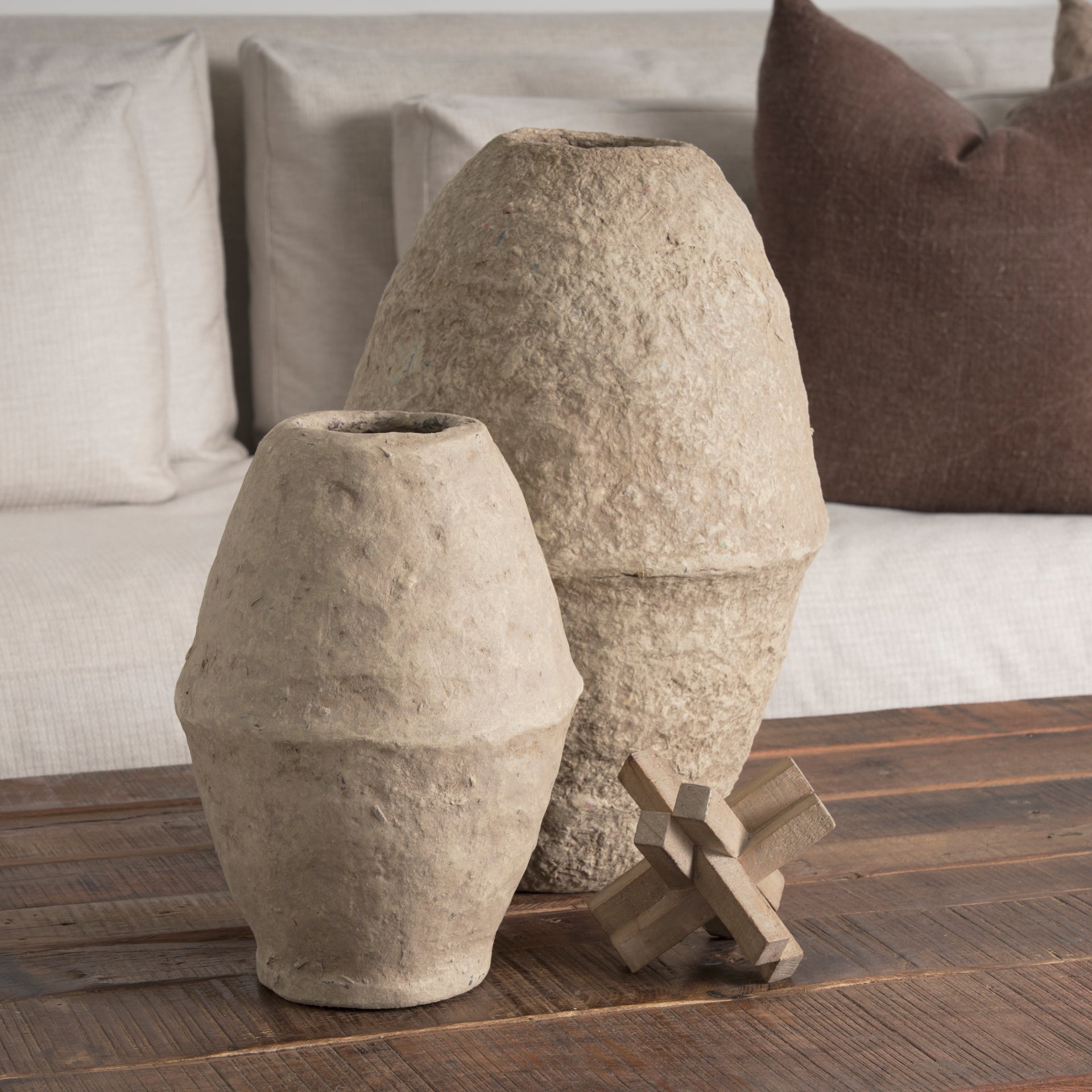 Rundal Large Beige Paper Mache Vase