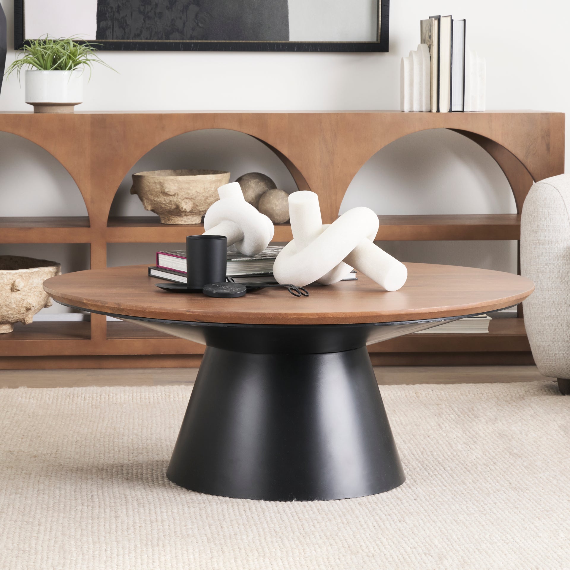 Mitchell Black Metal Pedestal Base with Brown Wood Top Coffee Table Coffee Tables Mercana , Black Friday Sale Mercana Furniture Sale, Old Bones Co, Mid Century Furniture Sale, Four Hands Furniture, Black Friday Sale Mitchell Black Metal Pedestal Base with Brown Wood Top Coffee Table,Gus Sale, Perigold Mitchell Black Metal Pedestal Base with Brown Wood Top Coffee Table Coffee Tables Black Friday Sale , Perigold Sale Mitchell Black Metal Pedestal Base with Brown Wood Top Coffee Table,Mitchell Black Metal Pede