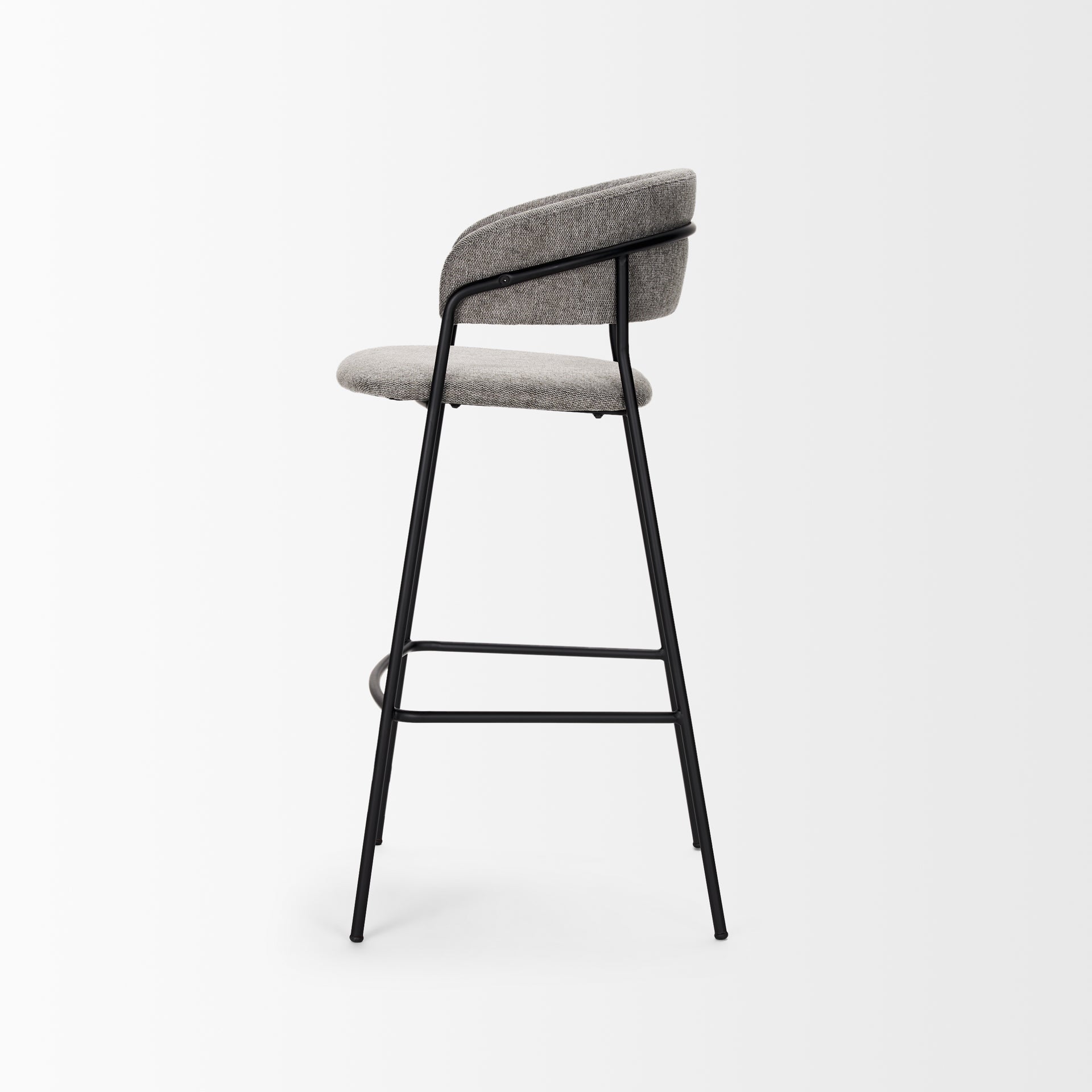 Carolyn Bar Stool with Gray Fabric & Matte Black Metal
