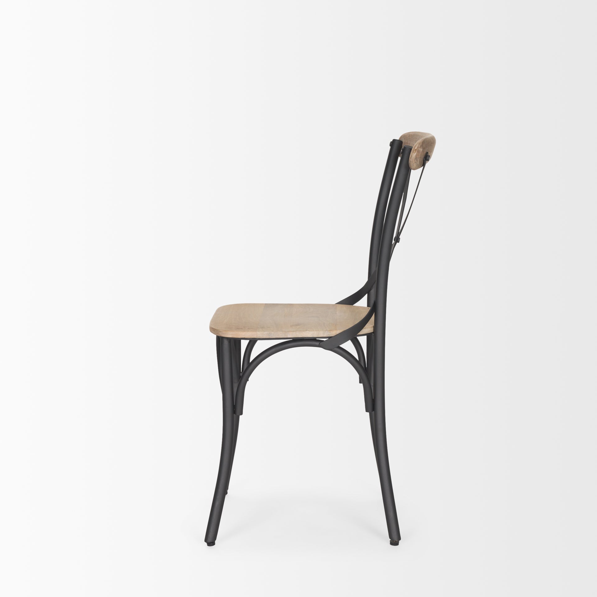 Etienne Light Brown Wood with Iron Metal Dining Chair