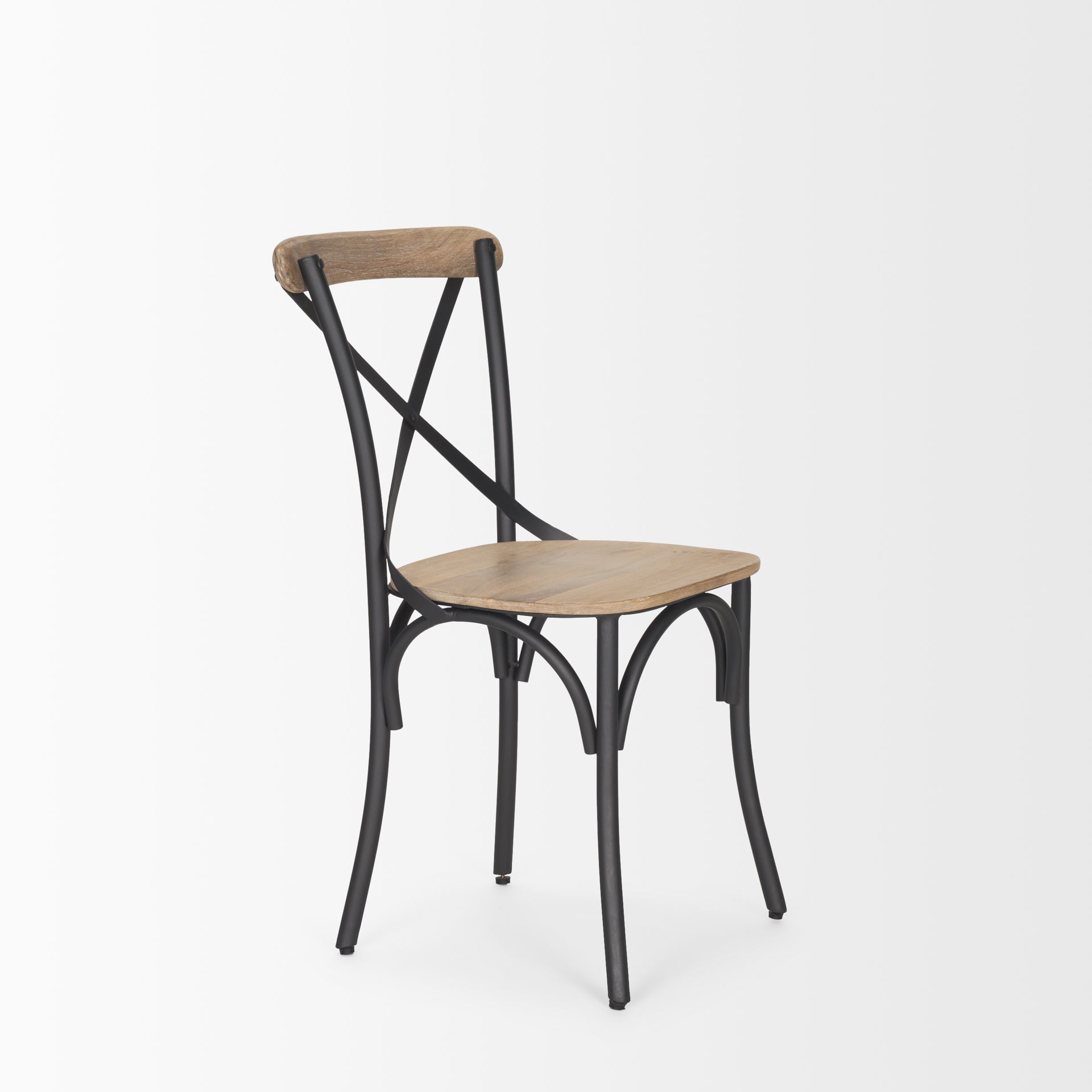 Etienne Light Brown Wood with Iron Metal Dining Chair