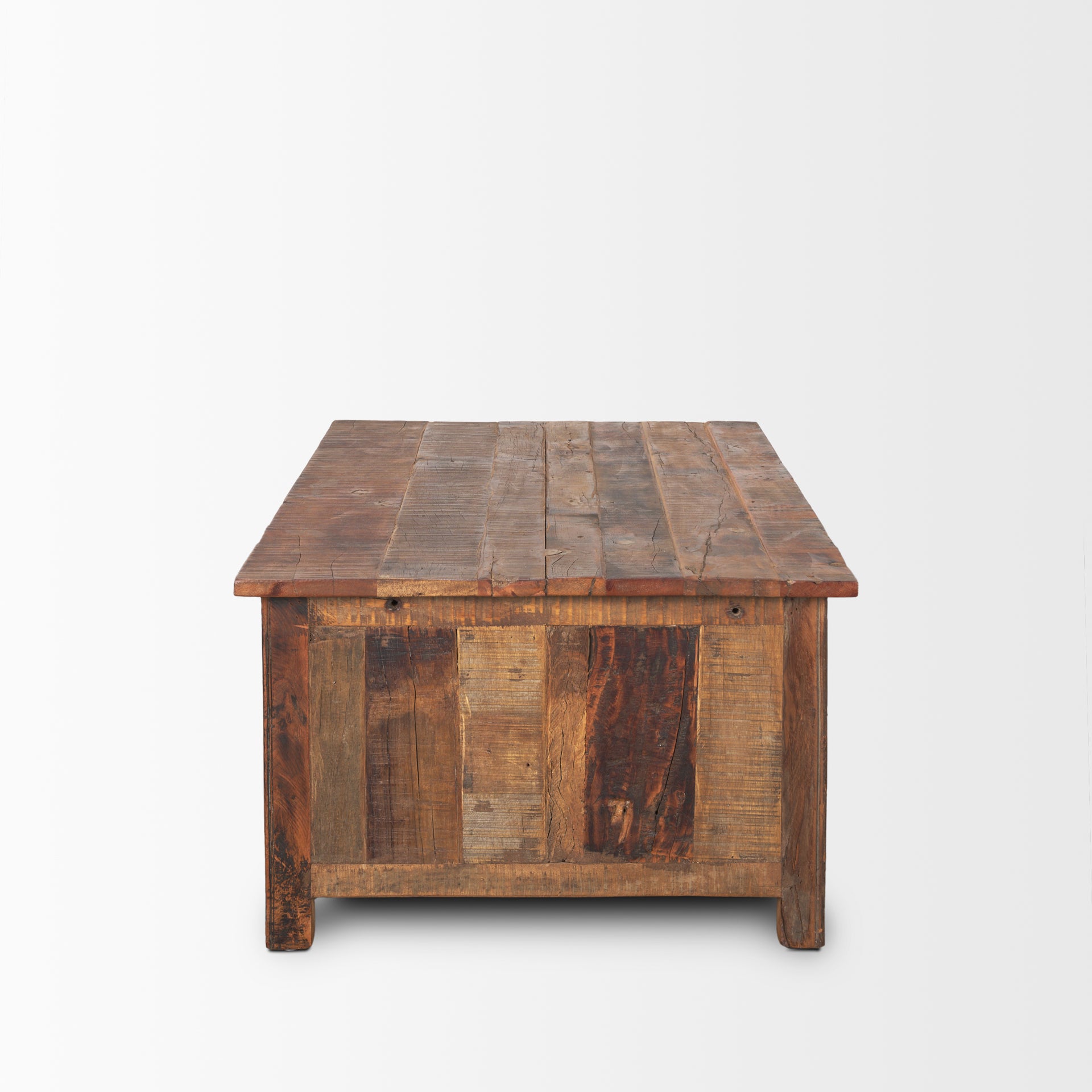 Wilton Brown Wood with 12 Black Metal Drawers Coffee Table
