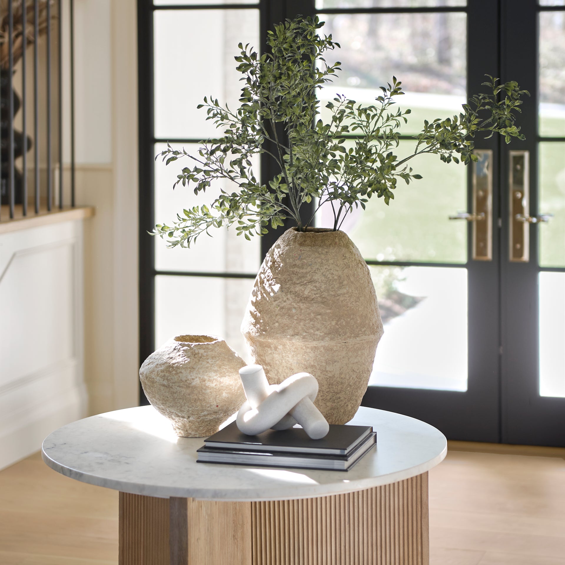 Rundal Large Beige Paper Mache Vase