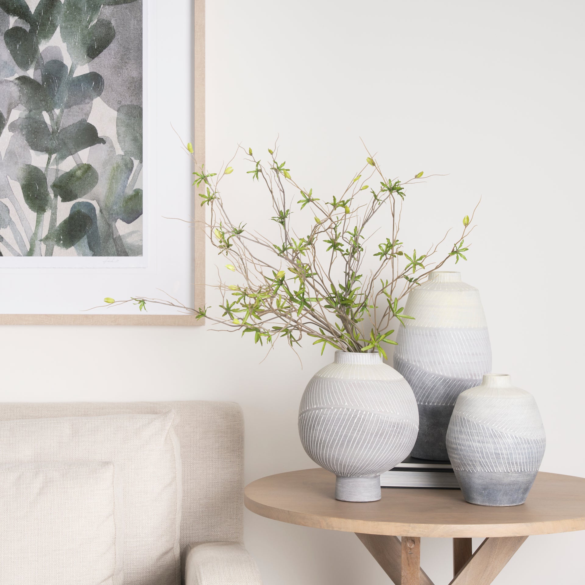 Blume 16.5"H Off-White with Gray Textured Vase