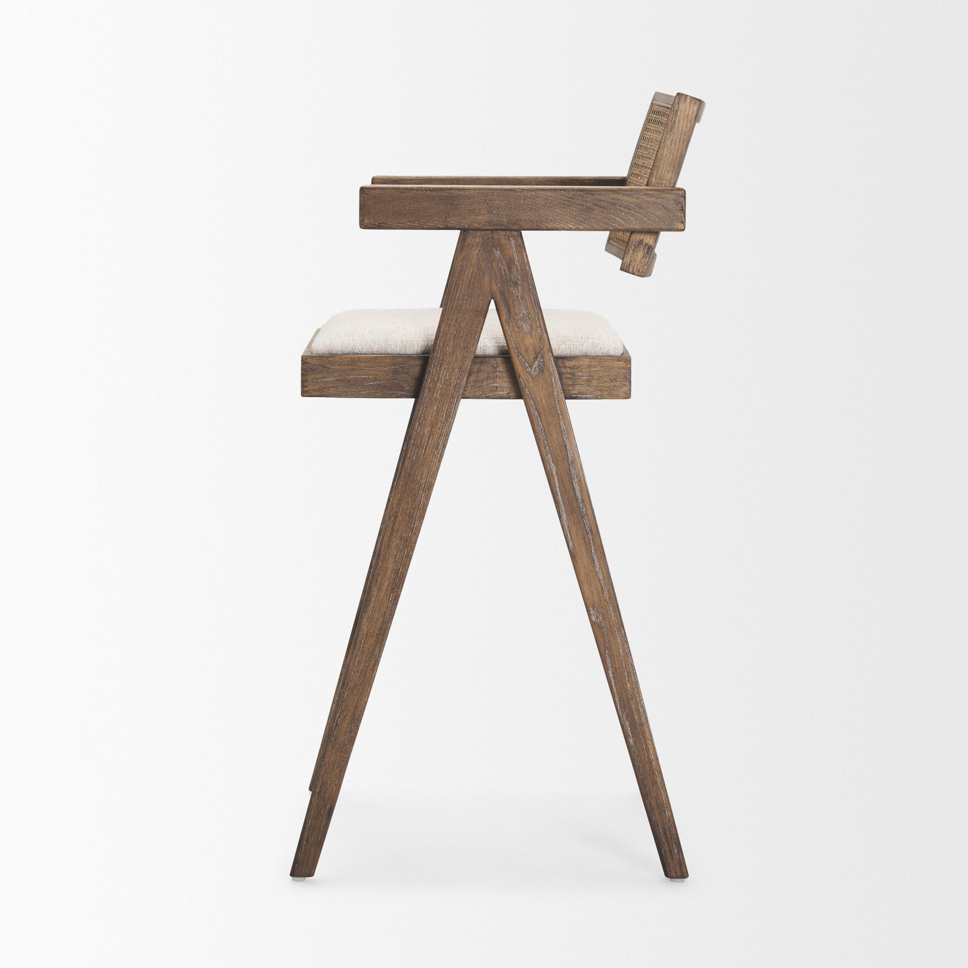 Indie Medium Brown Wood with Cane Bar Stool