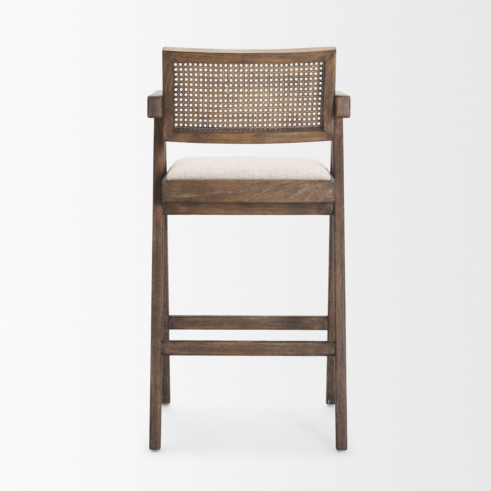 Indie Medium Brown Wood with Cane Bar Stool