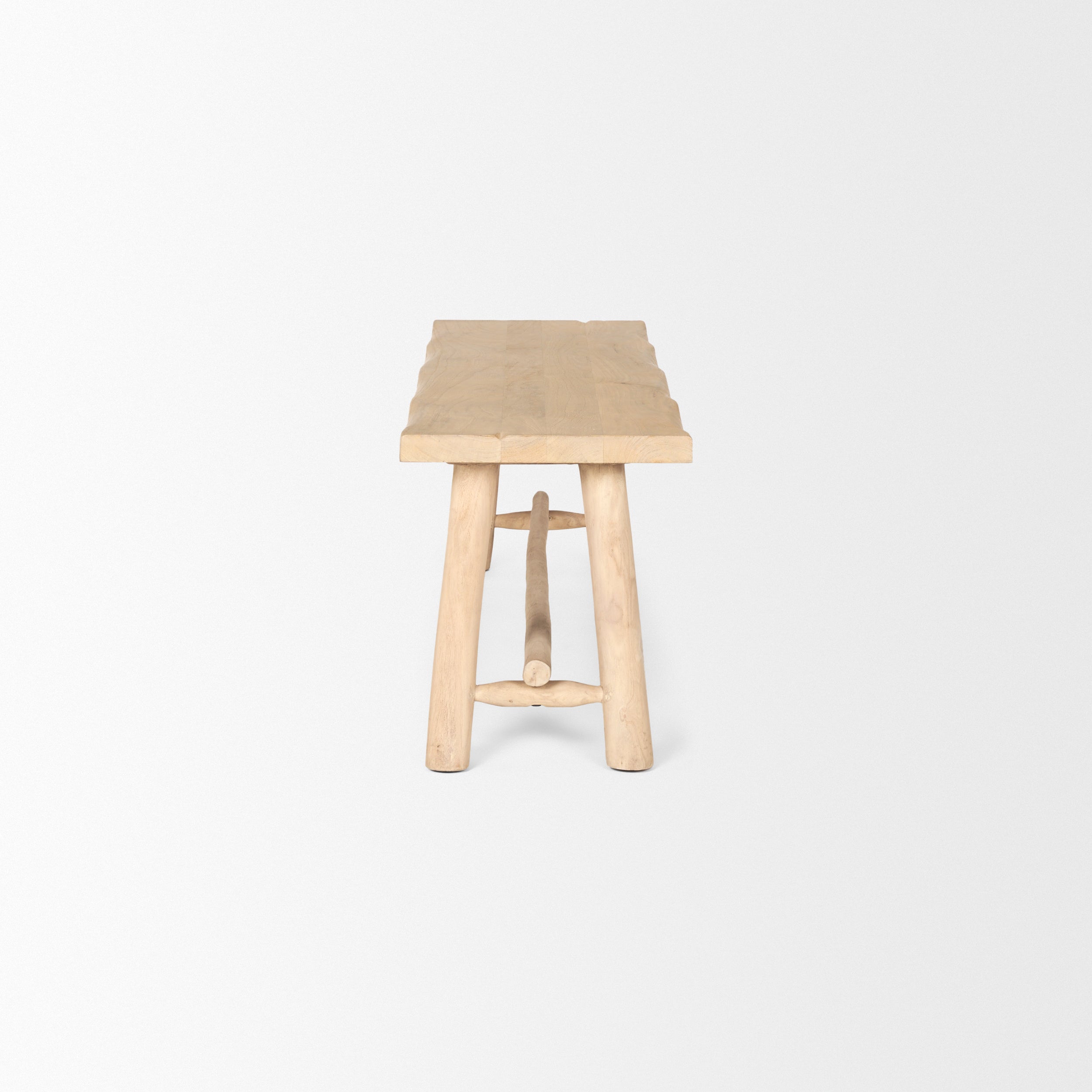 Sekou Light Brown Wooden Craftsman Bench
