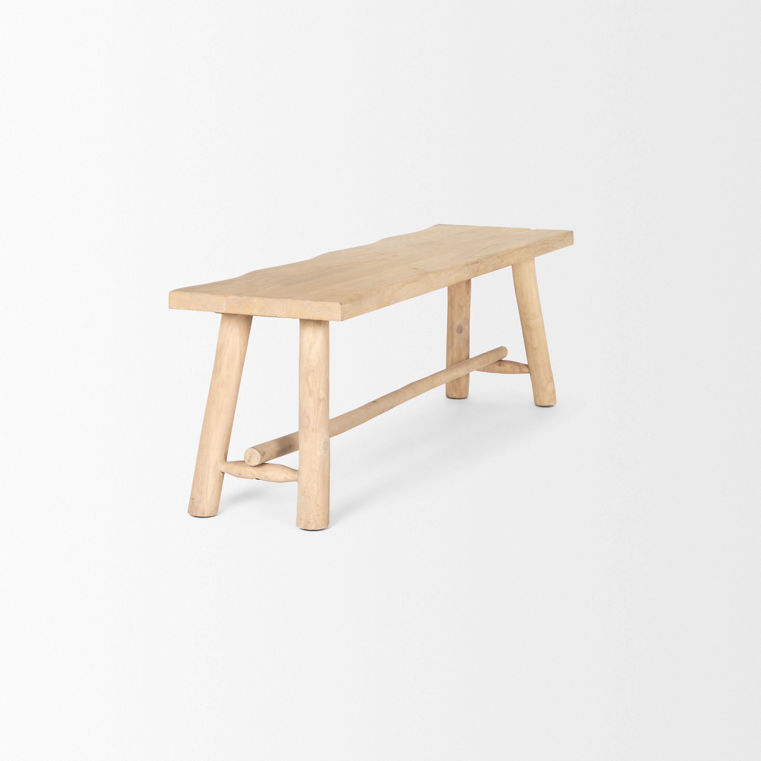 Sekou Light Brown Wooden Craftsman Bench