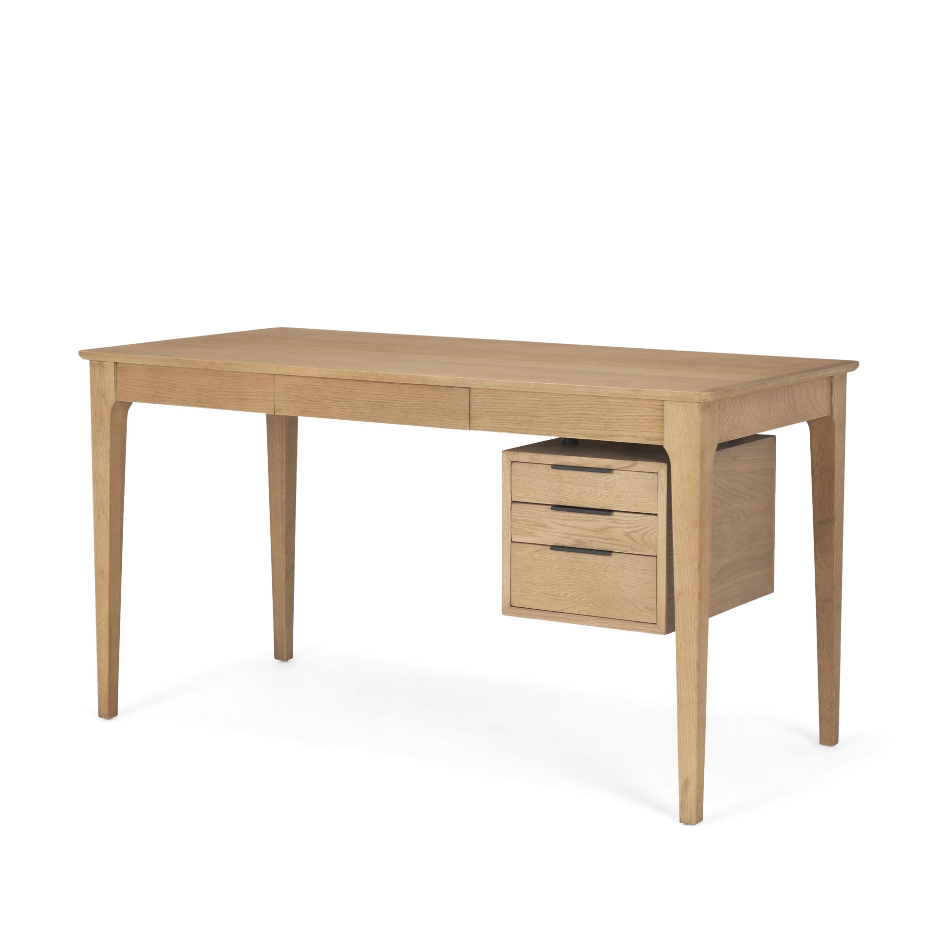 Tino Light Brown Oak Wood with 4 Drawers Desk
