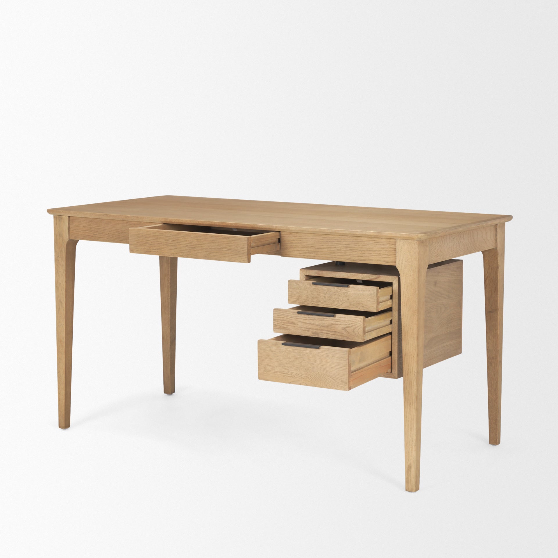 Tino Light Brown Oak Wood with 4 Drawers Desk