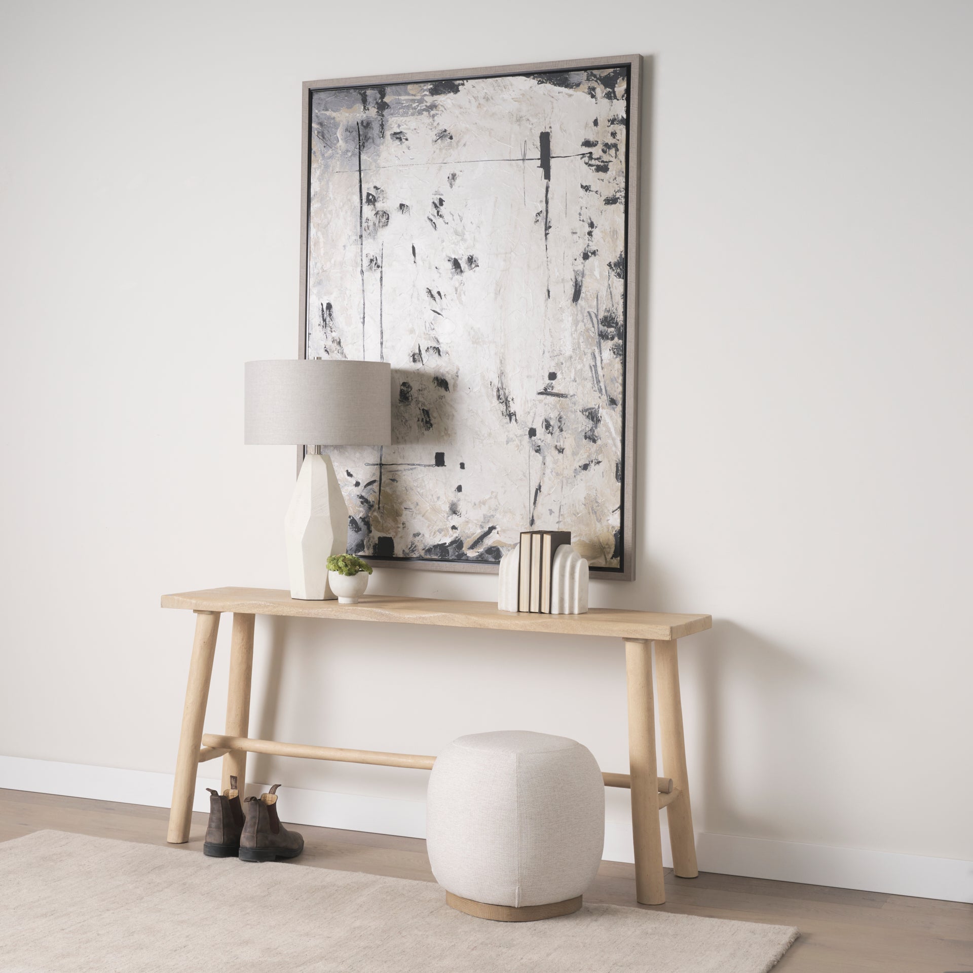Sekou Light Brown Wooden Craftsman Console Table