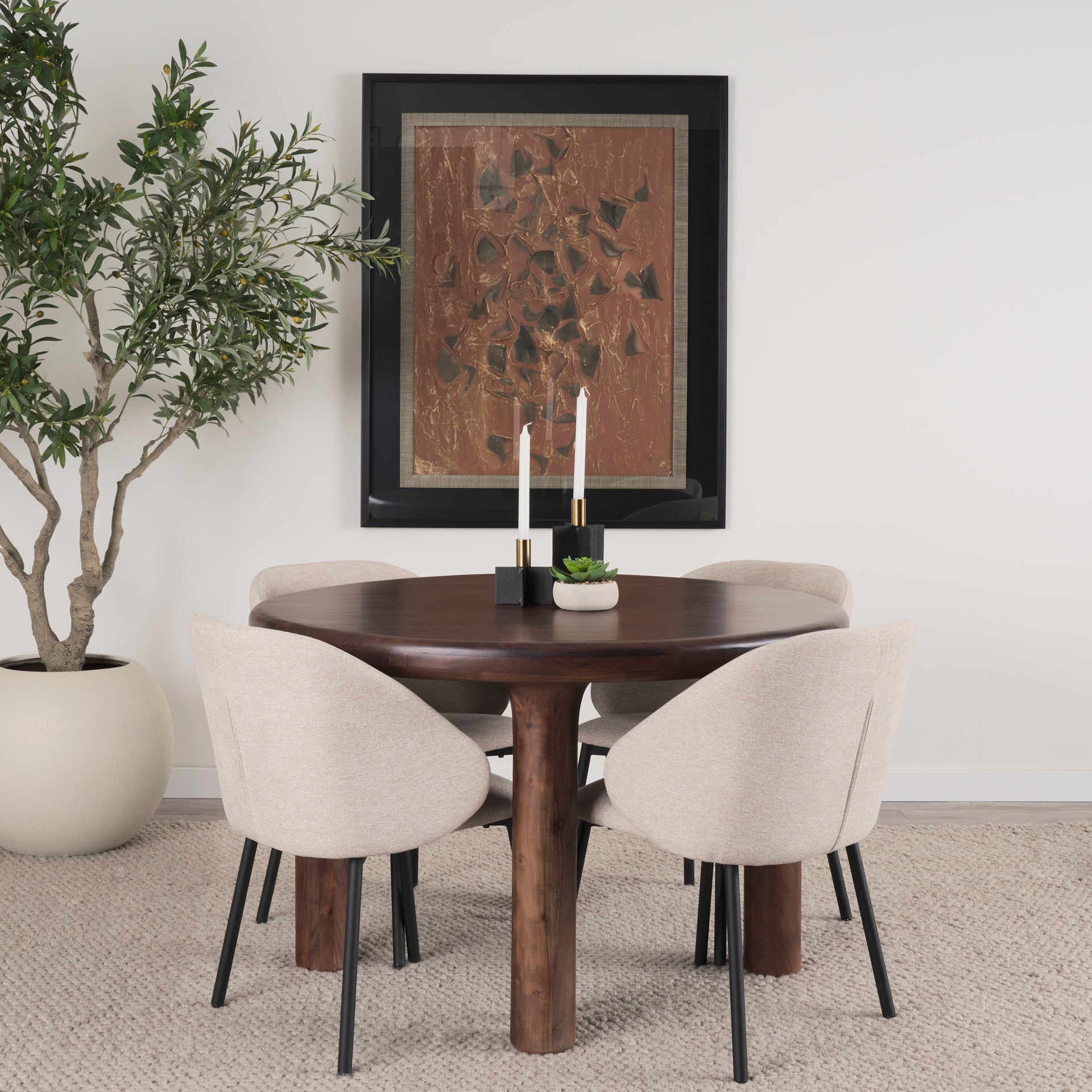 Shannon Oatmeal Fabric & Matte Black Metal Dining Chair