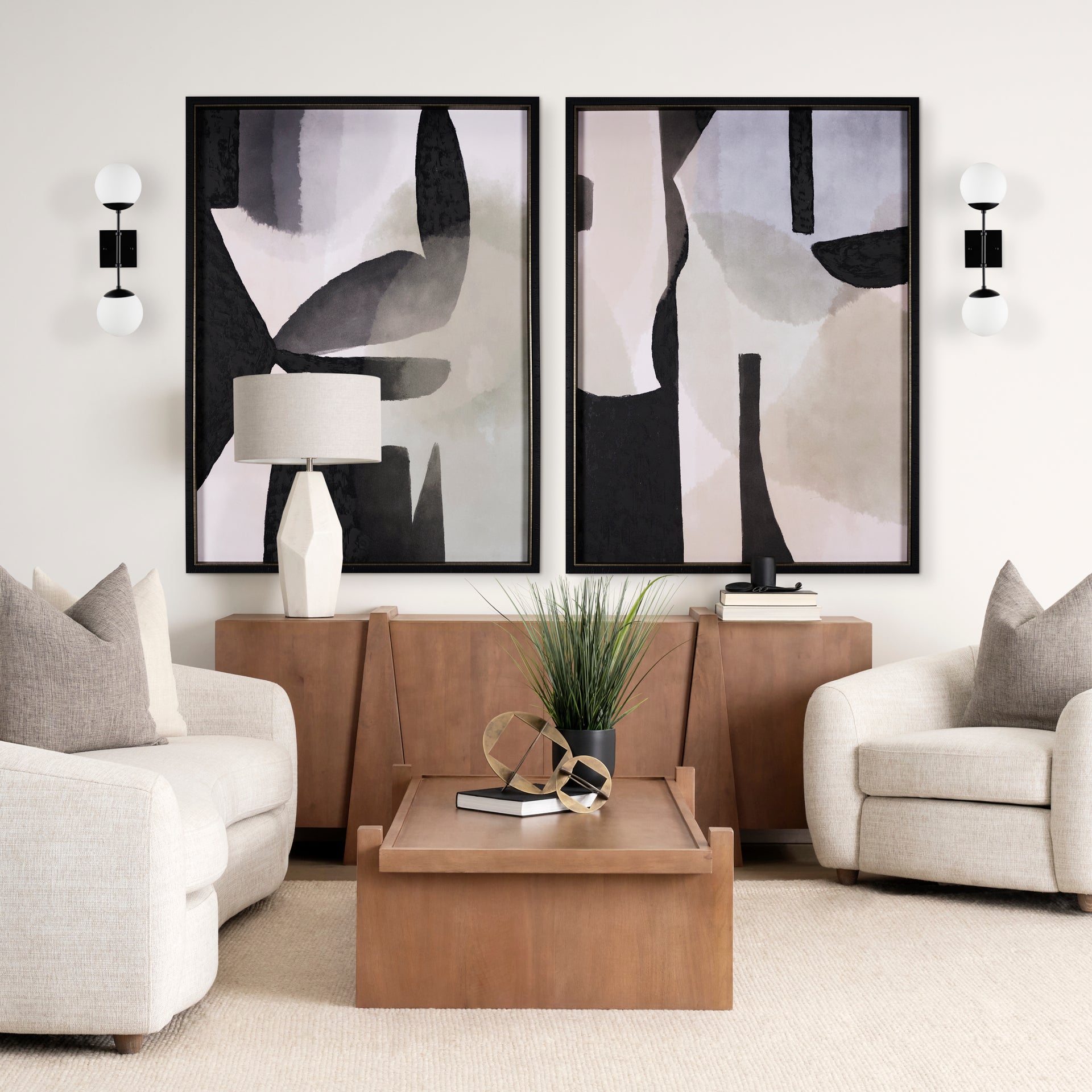 Edie Metal with Frosted Glass Globes 2-Light Wall Sconce