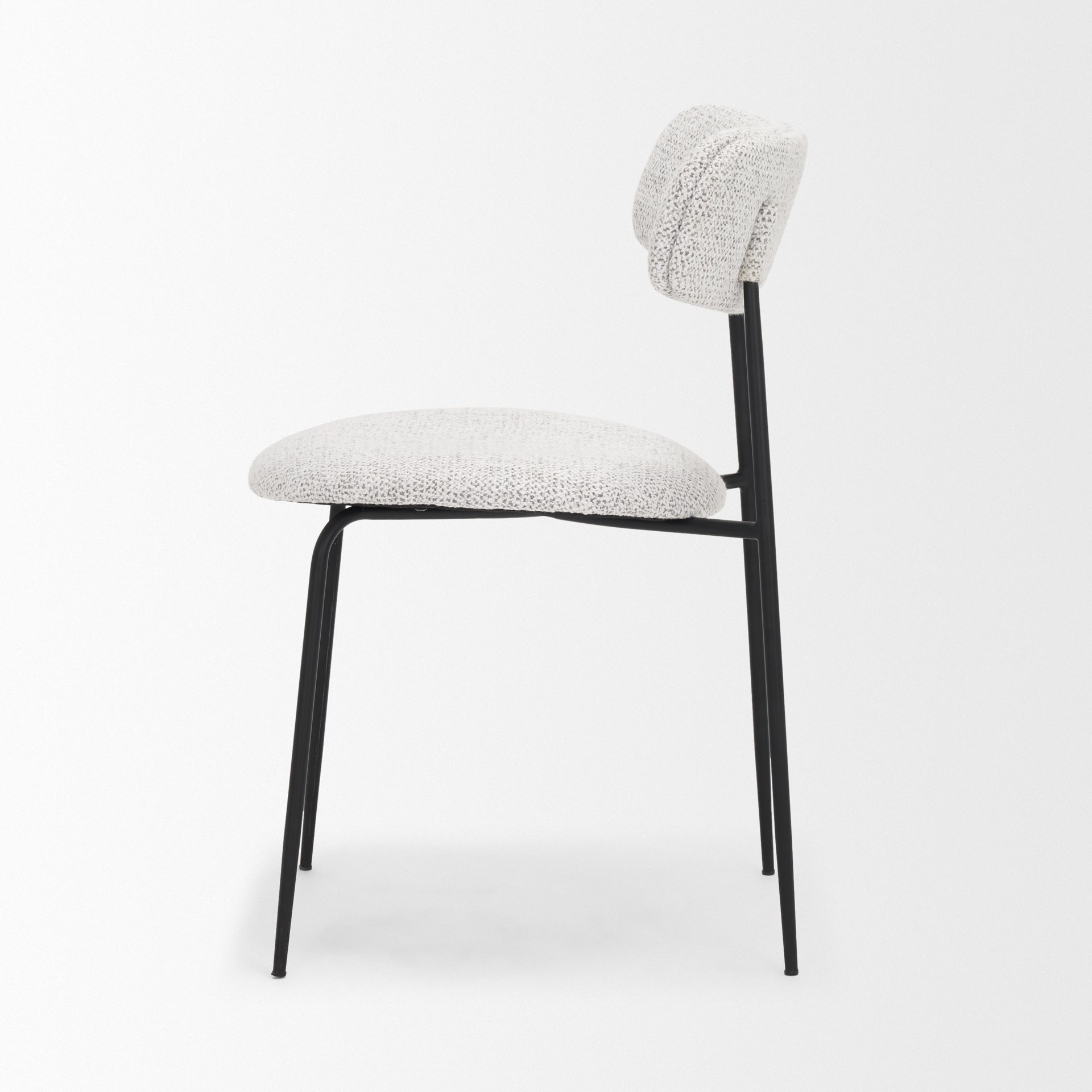 Casey Matte Black Metal with Gray Fabric Dining Chair