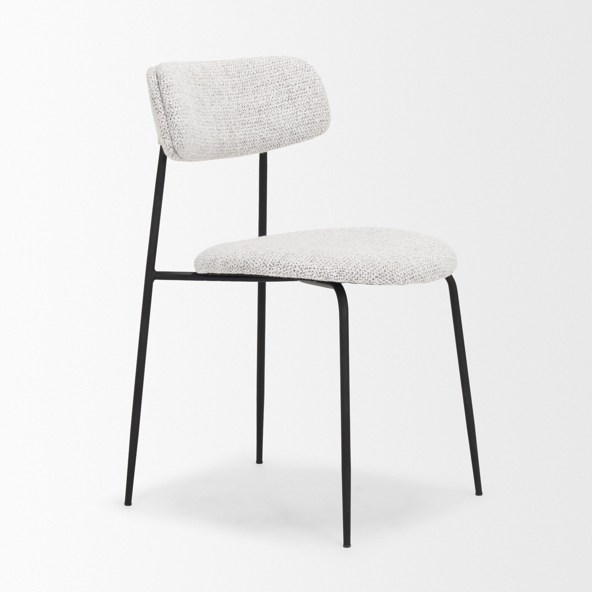 Casey Matte Black Metal with Gray Fabric Dining Chair