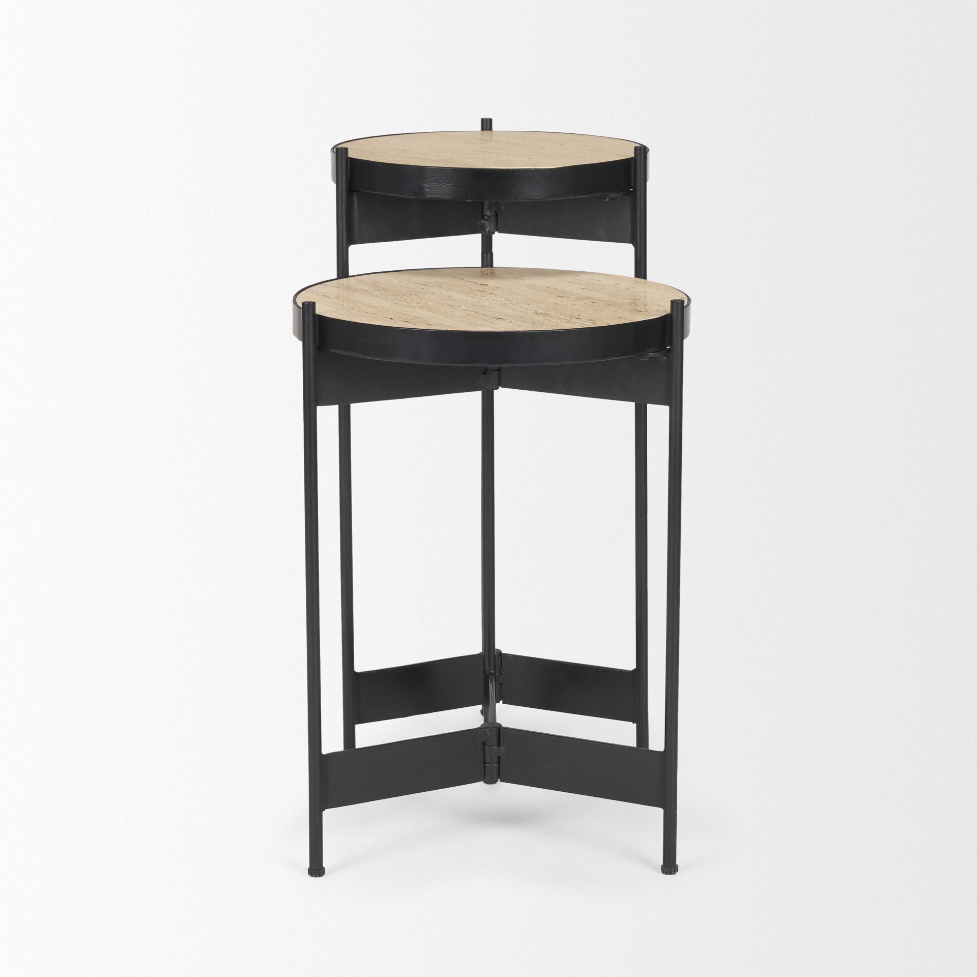 Wade Travertine Marble with Matte Black Metal End Tables Side & End Tables Mercana , Black Friday Sale Mercana Furniture Sale, Old Bones Co, Mid Century Furniture Sale, Four Hands Furniture, Black Friday Sale Wade Travertine Marble with Matte Black Metal End Tables,Gus Sale, Perigold Wade Travertine Marble with Matte Black Metal End Tables Side & End Tables Black Friday Sale , Perigold Sale Wade Travertine Marble with Matte Black Metal End Tables,Wade Travertine Marble with Matte Black Metal End Tables Lulu