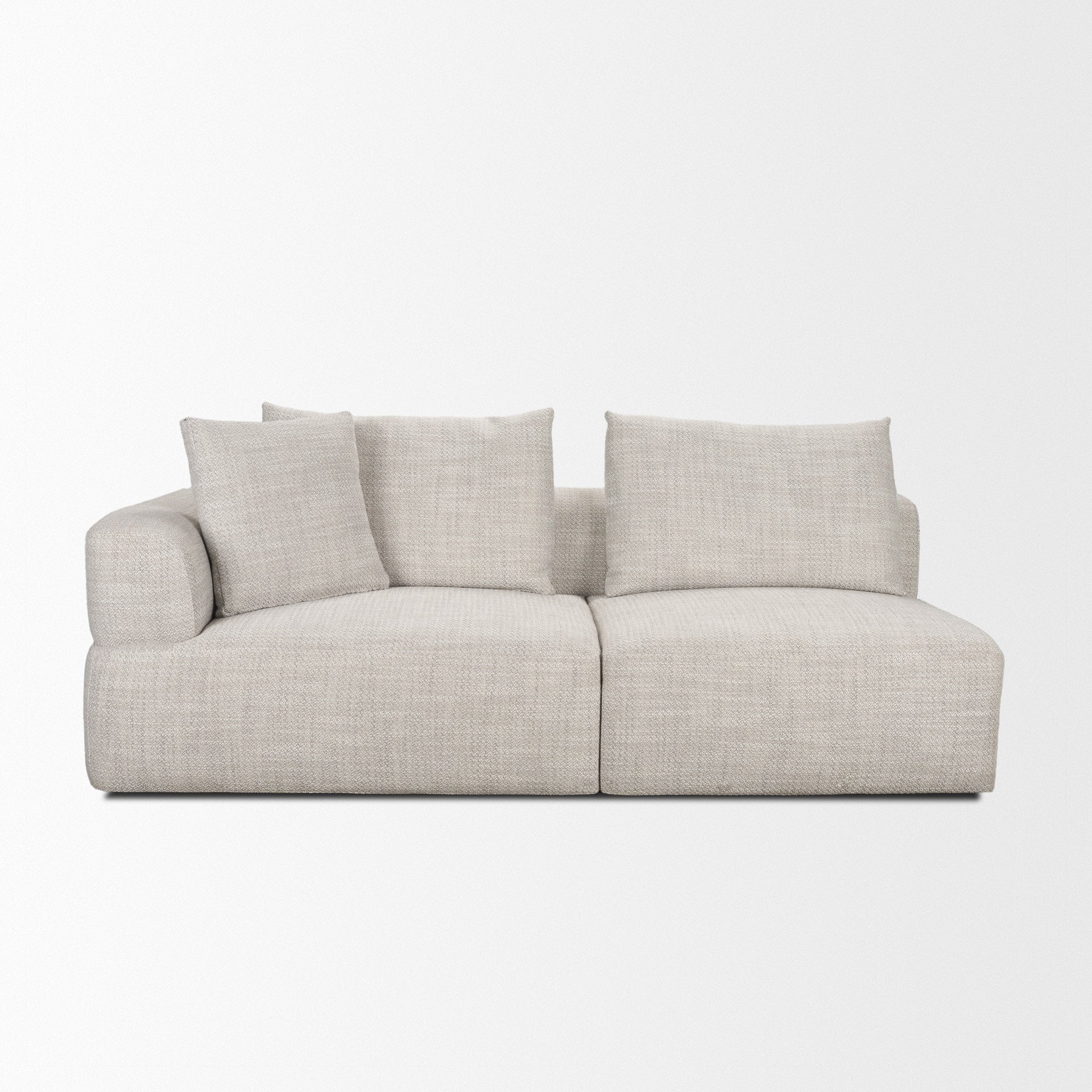 Warner Left Arm 3 Seater Gray Performance Fabric with Ash Wood Sofa