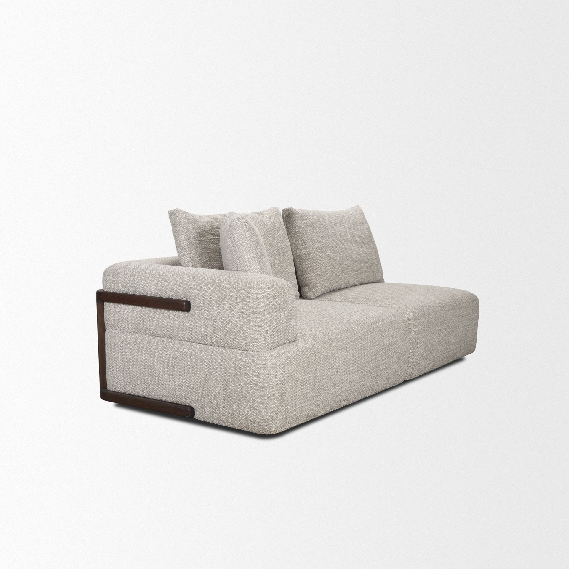 Warner Left Arm 3 Seater Gray Performance Fabric with Ash Wood Sofa