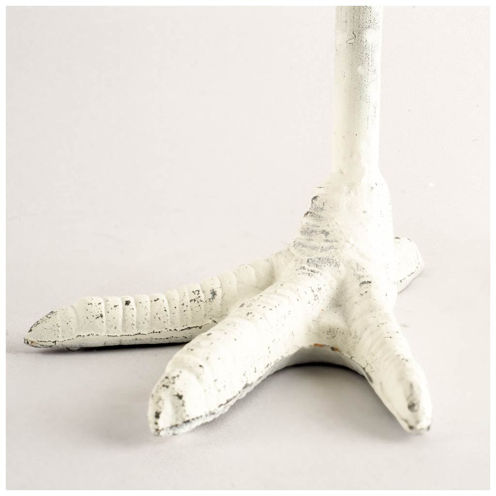 Daffy White Cast Iron Chicken Foot Table Candle Holder